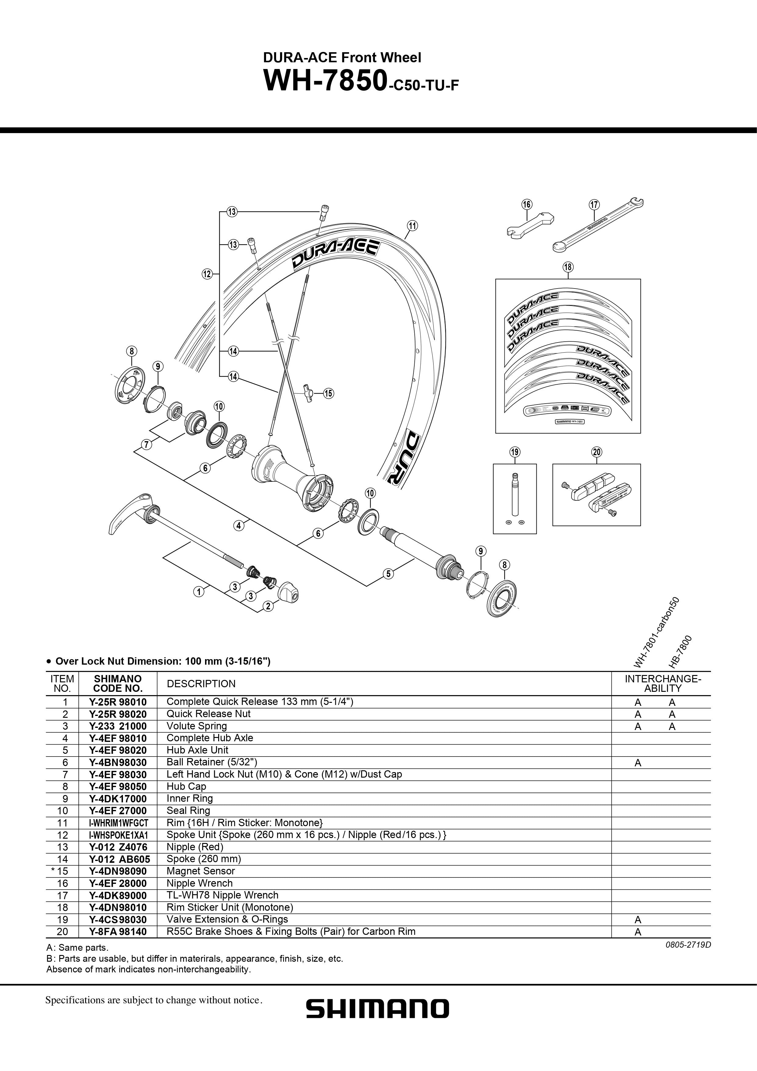 SHIMANO DURA-ACE WH-7850-C50-TU-F Front Wheel Magnet Sensor - – Pit Crew  Cycles