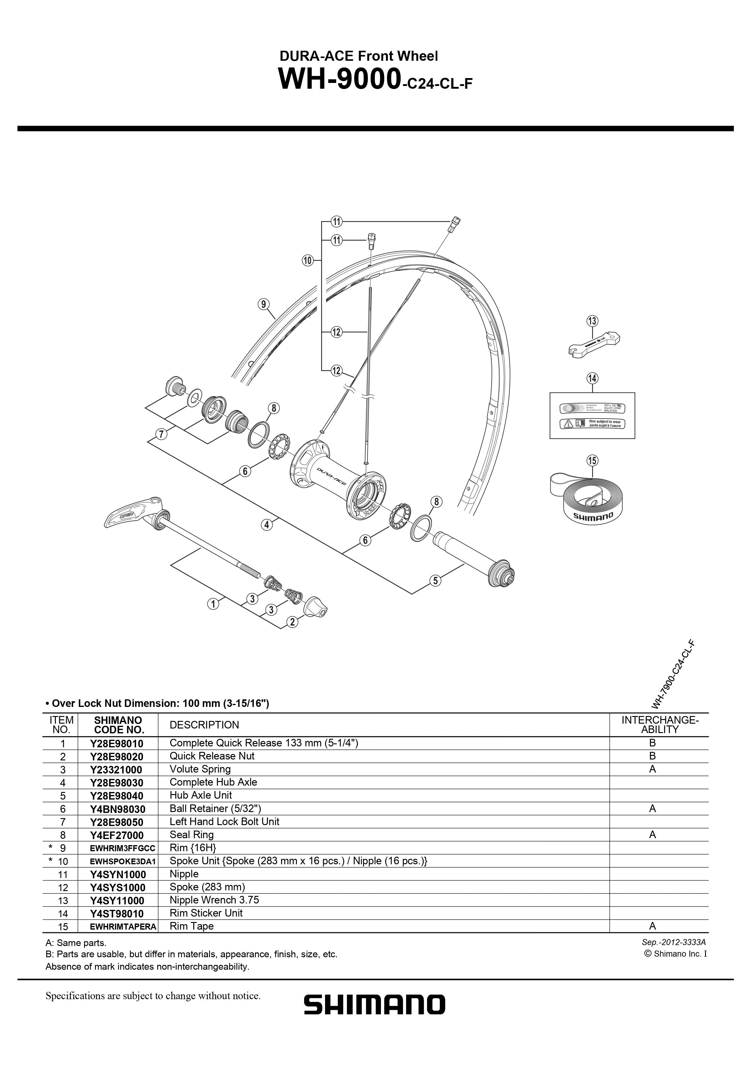 SHIMANO DURA-ACE WH-9000-C24-CL-F Front Wheel Spoke 283mm - Y4SYS1000 – Pit  Crew Cycles