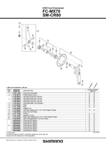 SHIMANO DXR FC-MX70 Crank Arm Fixing Bolt - Y1E511100-Pit Crew Cycles