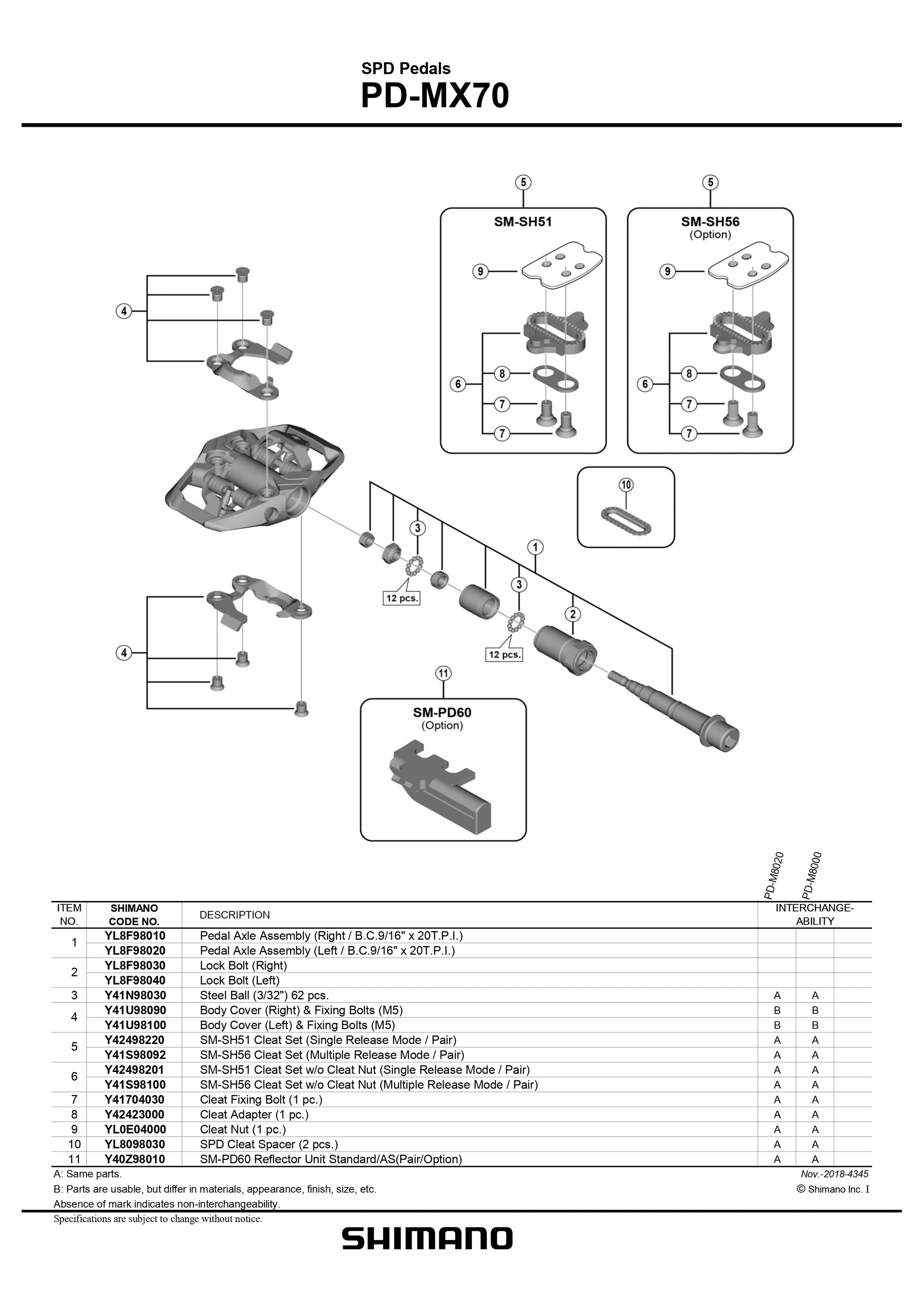 Shimano PD-MX70 DXR Pedals [EPDMX70]