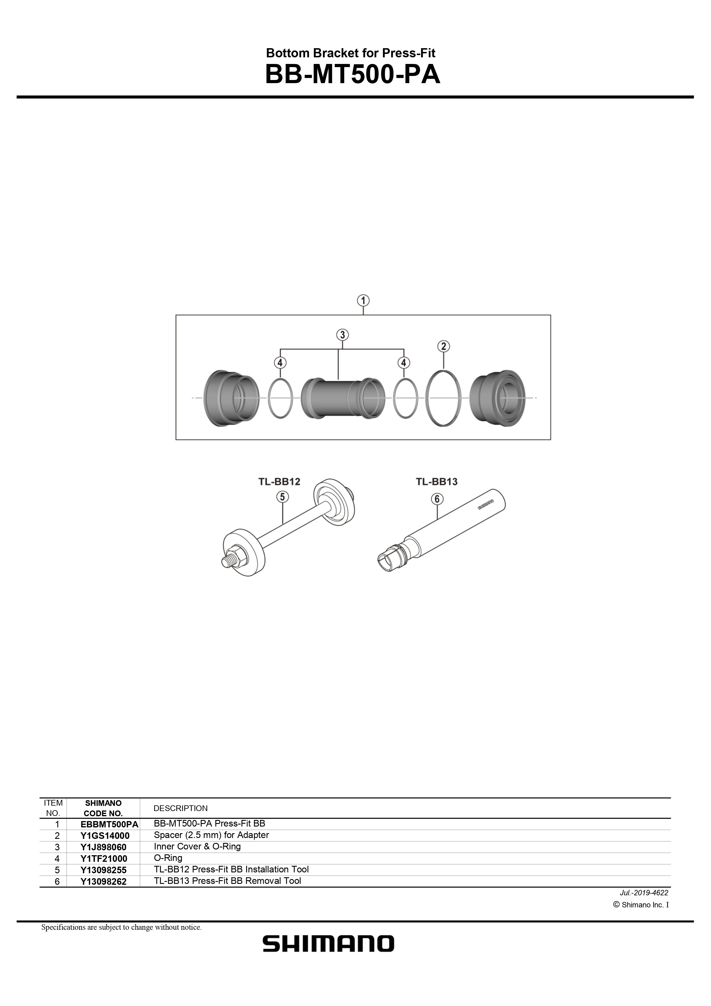 SHIMANO Deore BB-MT500 Press Fit Bottom Bracket BB86/BB89.5/BB92-Pit Crew Cycles