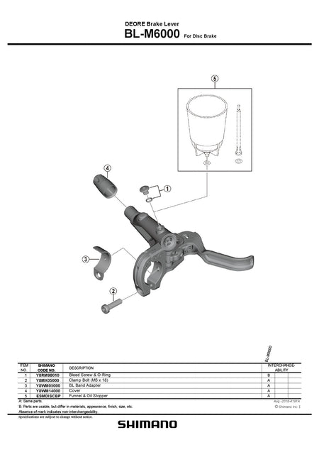 SHIMANO Deore BL-M6000 Disc Brake Lever Bleed Screw and O-Ring- Y8RM98010-Pit Crew Cycles