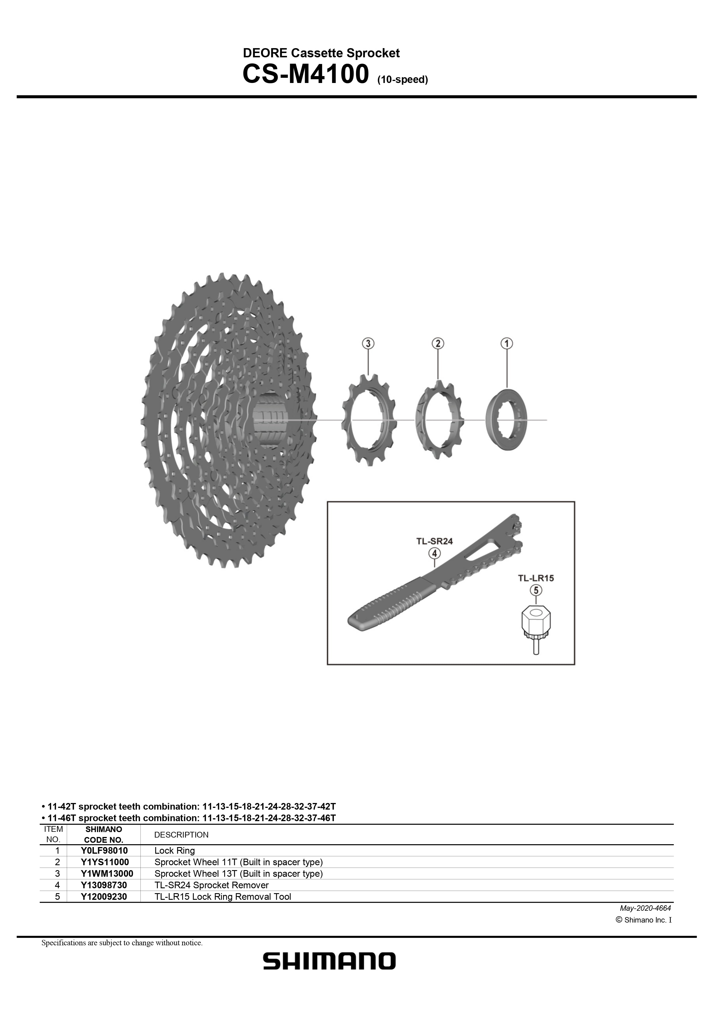 SHIMANO Deore CS-M4100 HG Silver Cassette 10-Speed-Pit Crew Cycles