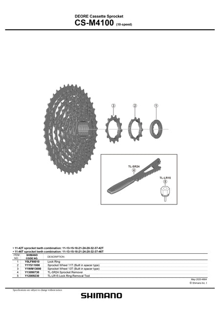 SHIMANO Deore CS-M4100 HG Silver Cassette 10-Speed-Pit Crew Cycles