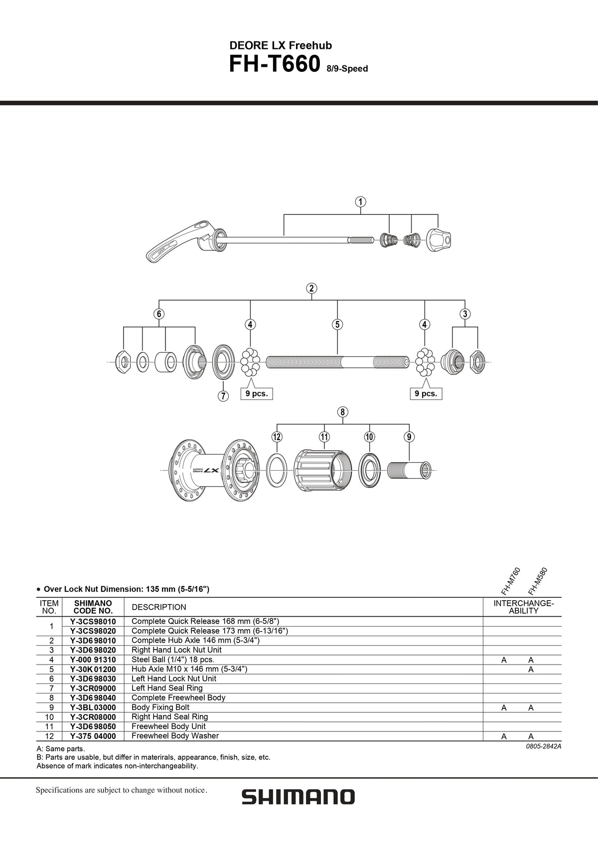 SHIMANO Deore LX FH-T660 Freehub 8/9-Speed Freewheel Body Unit - Y3D698050-Pit Crew Cycles