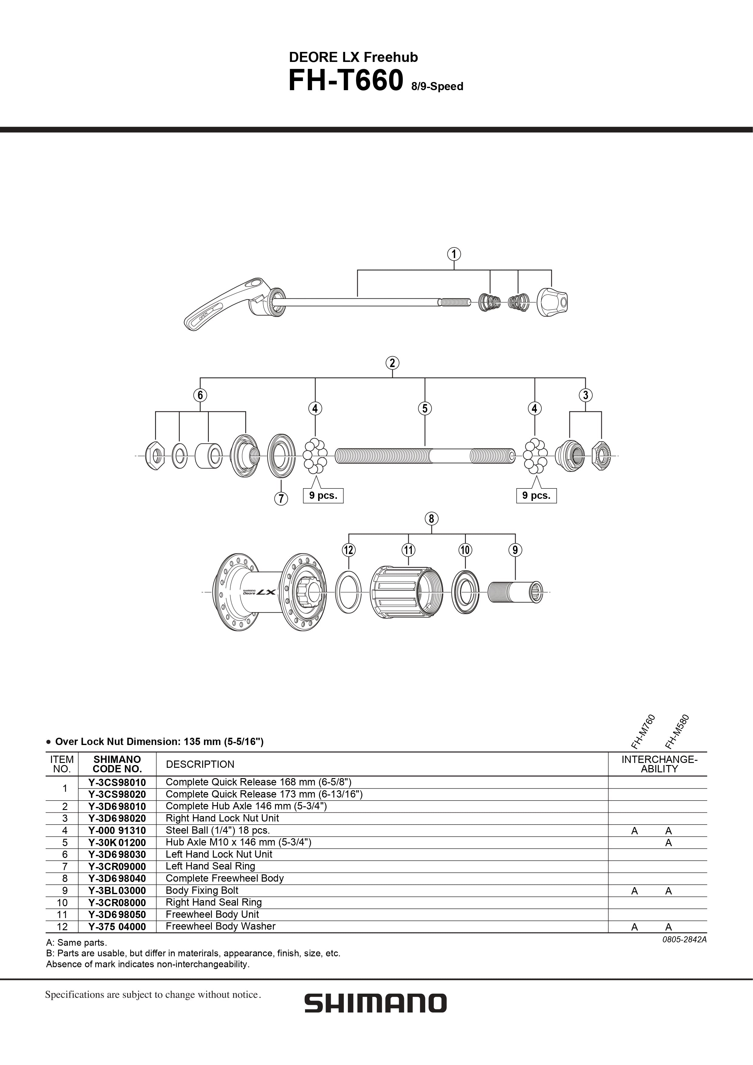 SHIMANO Deore LX FH-T660 Freehub 8/9-Speed Freewheel Body Unit - Y3D698050-Pit Crew Cycles
