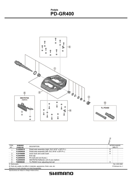 SHIMANO Deore PD-GR400 Flat Pedals Small Parts-Pit Crew Cycles