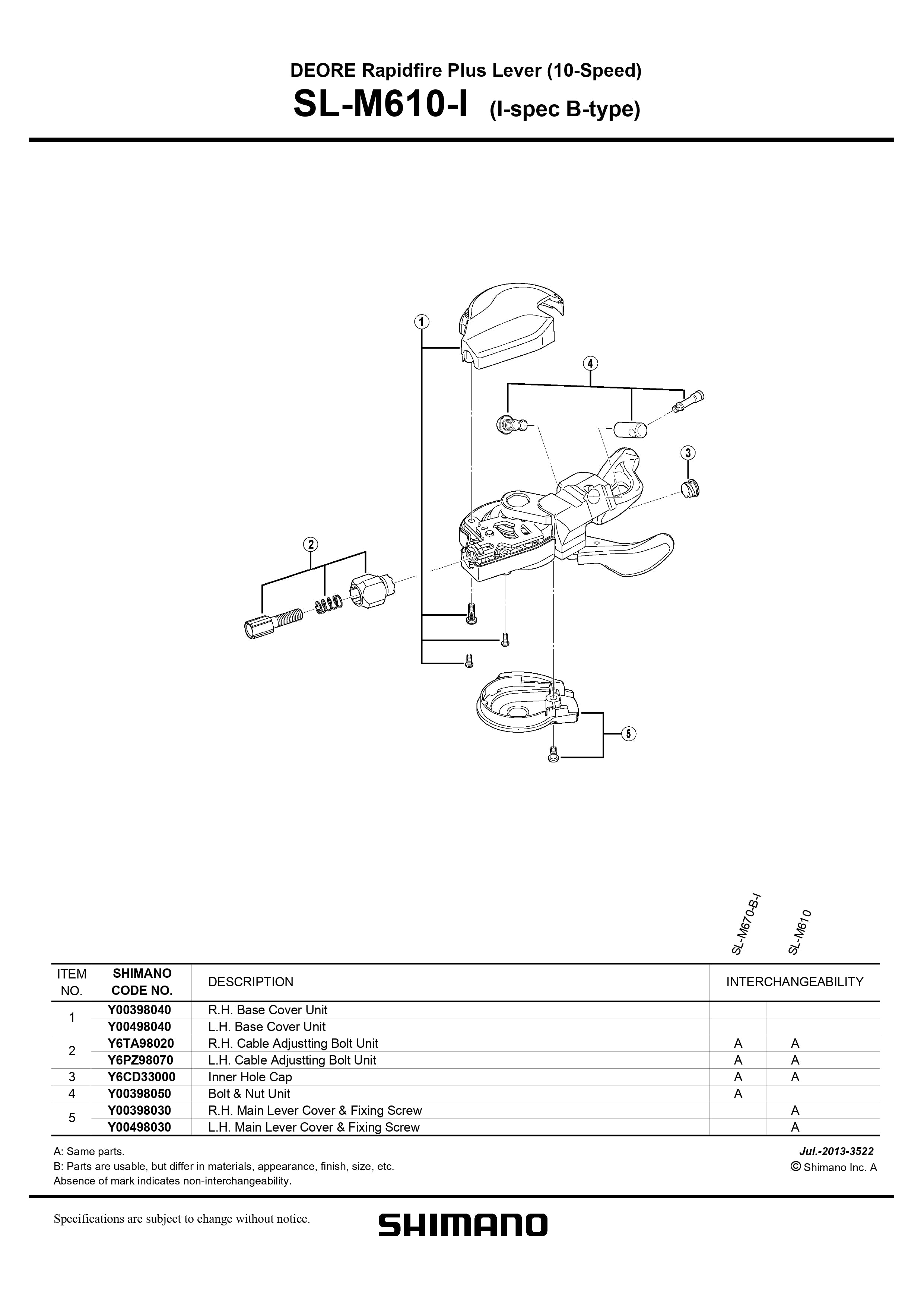 SHIMANO Deore SL-M610-I I-spec B-Type Rapidfire Plus Bolt and Nut Unit - Y00398050-Pit Crew Cycles