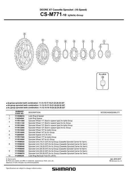 SHIMANO Deore XT CS-M771 Silver Cassette 10-Speed-Pit Crew Cycles