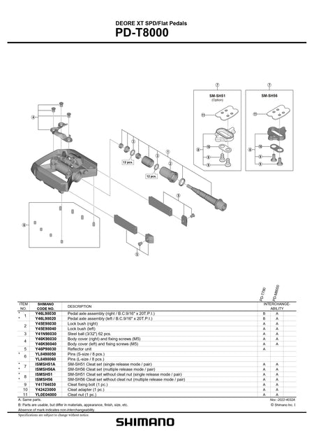 SHIMANO Deore XT PD-T8000 SPD/Flat Pedals Small Parts-Pit Crew Cycles