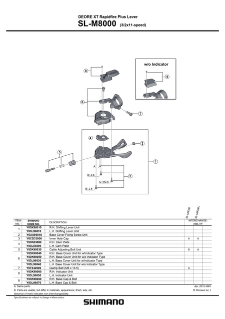 SHIMANO Deore XT SL-M8000 Rapidfire Plus Lever 11-Speed Right Hand Indicator Unit - Y03K98060-Pit Crew Cycles