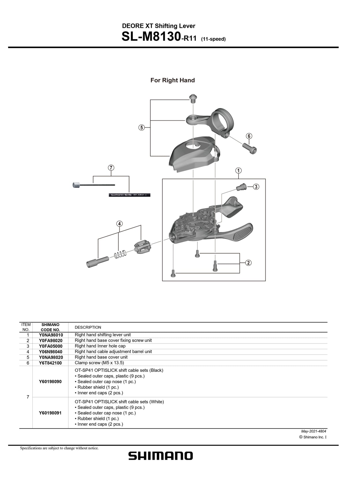 SHIMANO Deore XT SL-M8130-R Linkglide Rapidfire Plus Trigger Shifters 11-Speed-Pit Crew Cycles