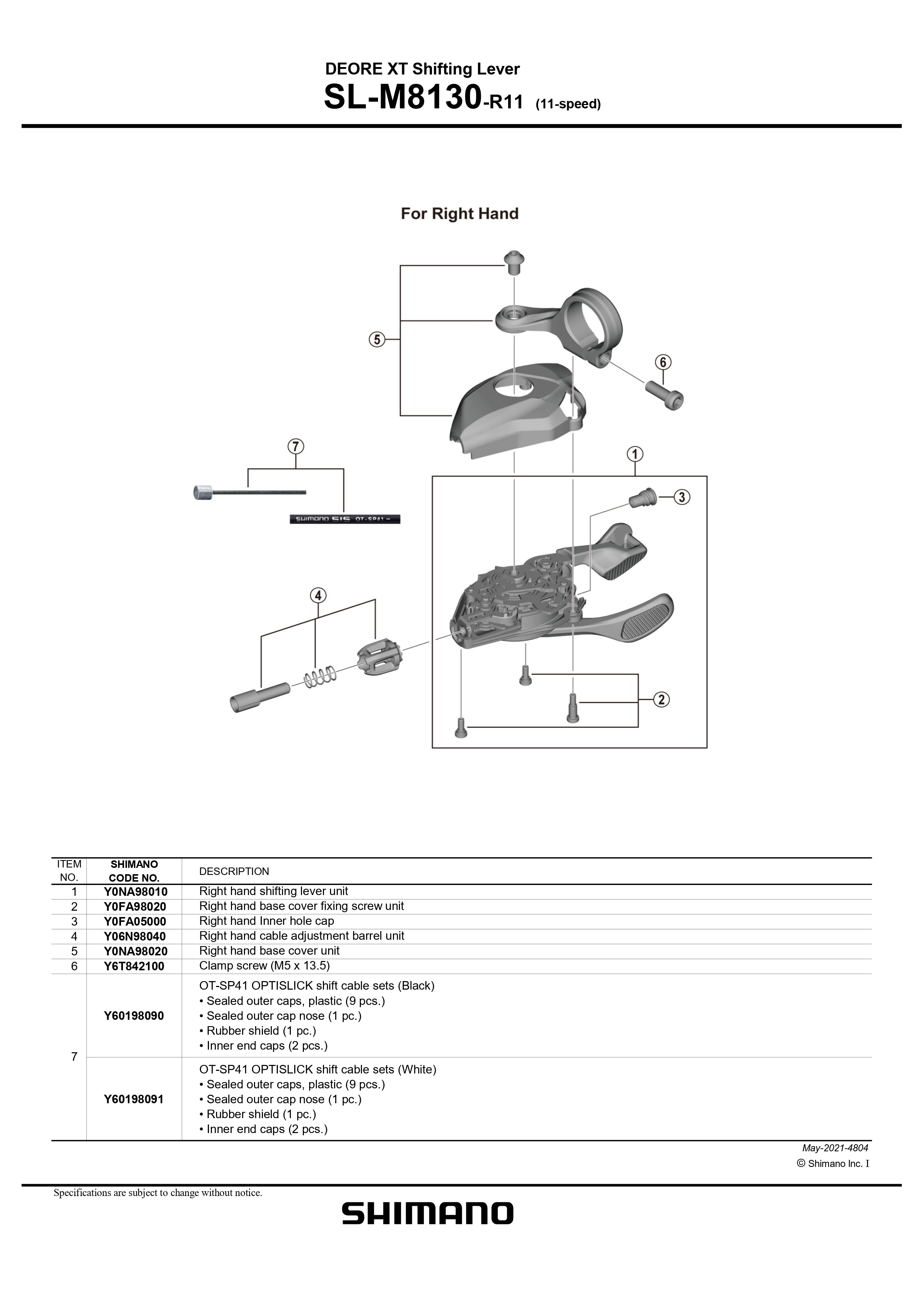 SHIMANO Deore XT SL-M8130-R Linkglide Rapidfire Plus Trigger Shifters 11-Speed-Pit Crew Cycles