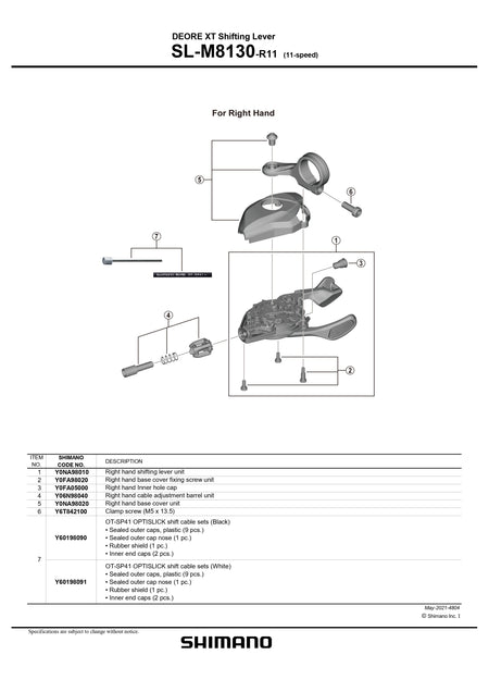 SHIMANO Deore XT SL-M8130-R Linkglide Rapidfire Plus Trigger Shifters 11-Speed-Pit Crew Cycles