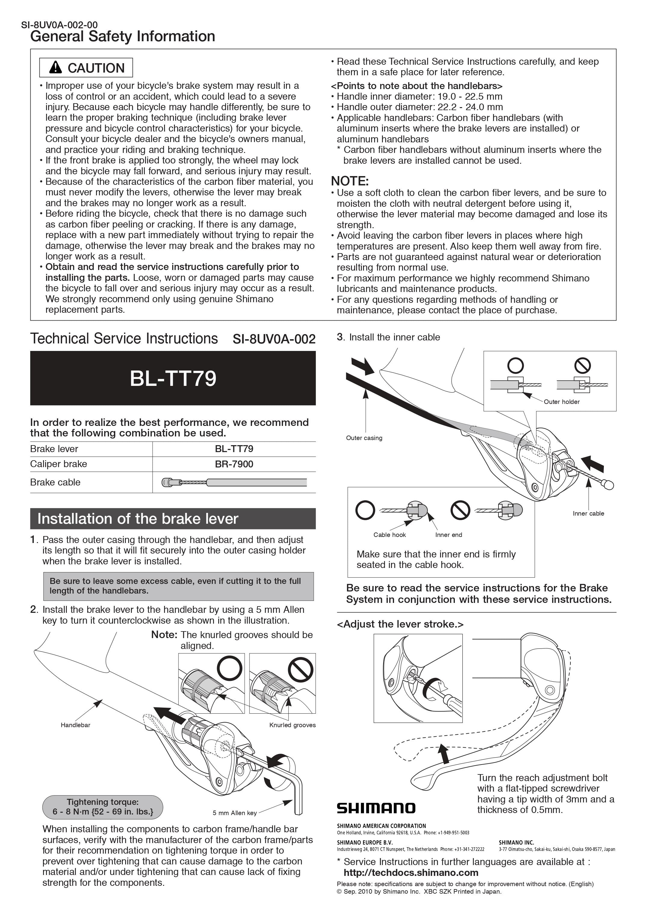 Levier De Frein Shimano Dura-Ace BL-TT79 - Pour Guidon Triathlon/CLM - Gauche - Neuf