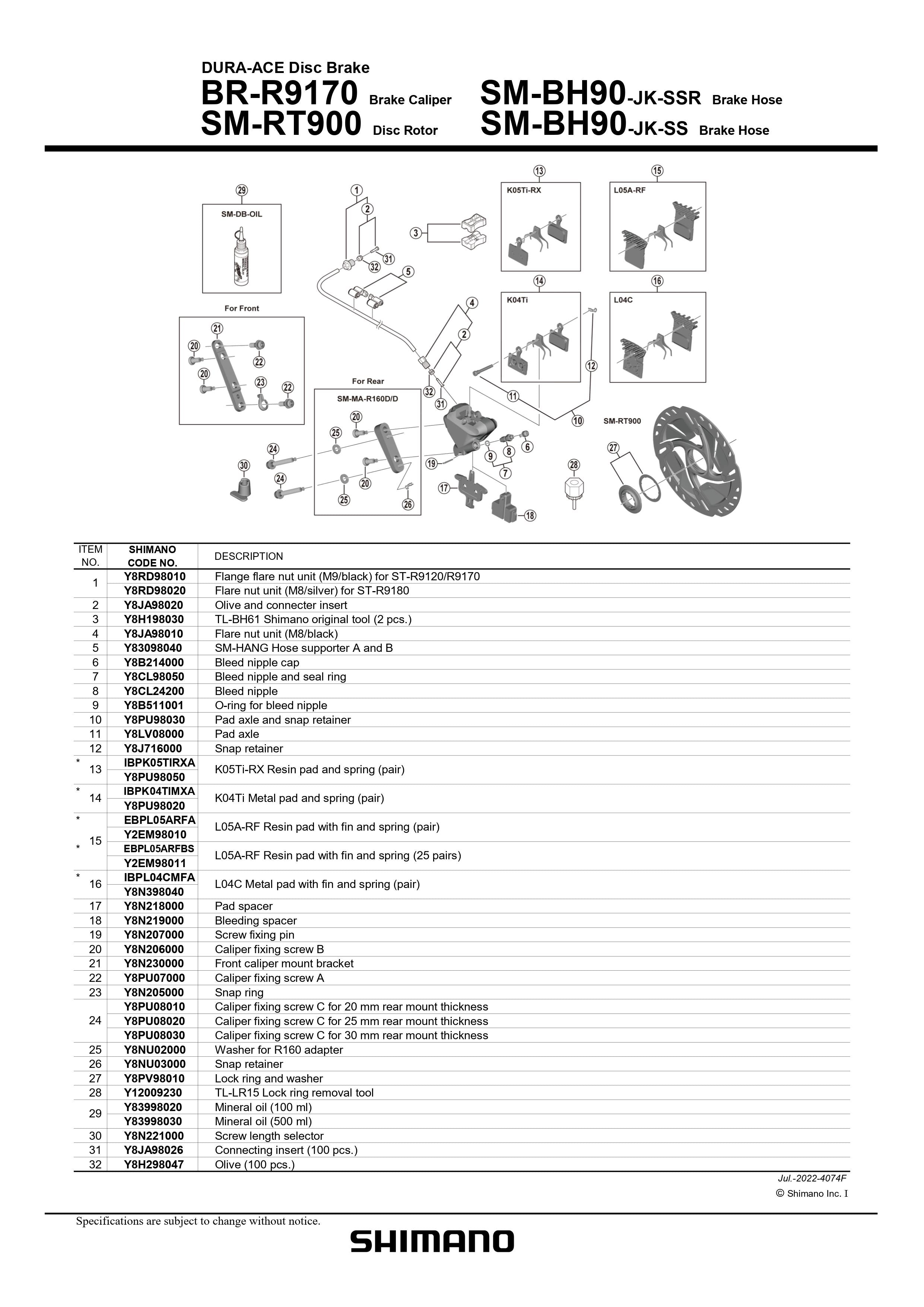 SHIMANO Dura-Ace BR-R9170 Disc Brake Caliper fixing screw A 2-Piston - Y8PU07000-Pit Crew Cycles