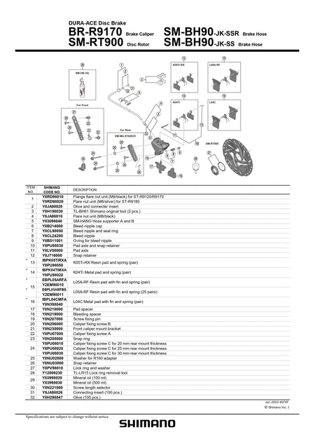 SHIMANO Dura-Ace BR-R9170 Disc Brake Caliper fixing screw A 2-Piston - Y8PU07000-Pit Crew Cycles