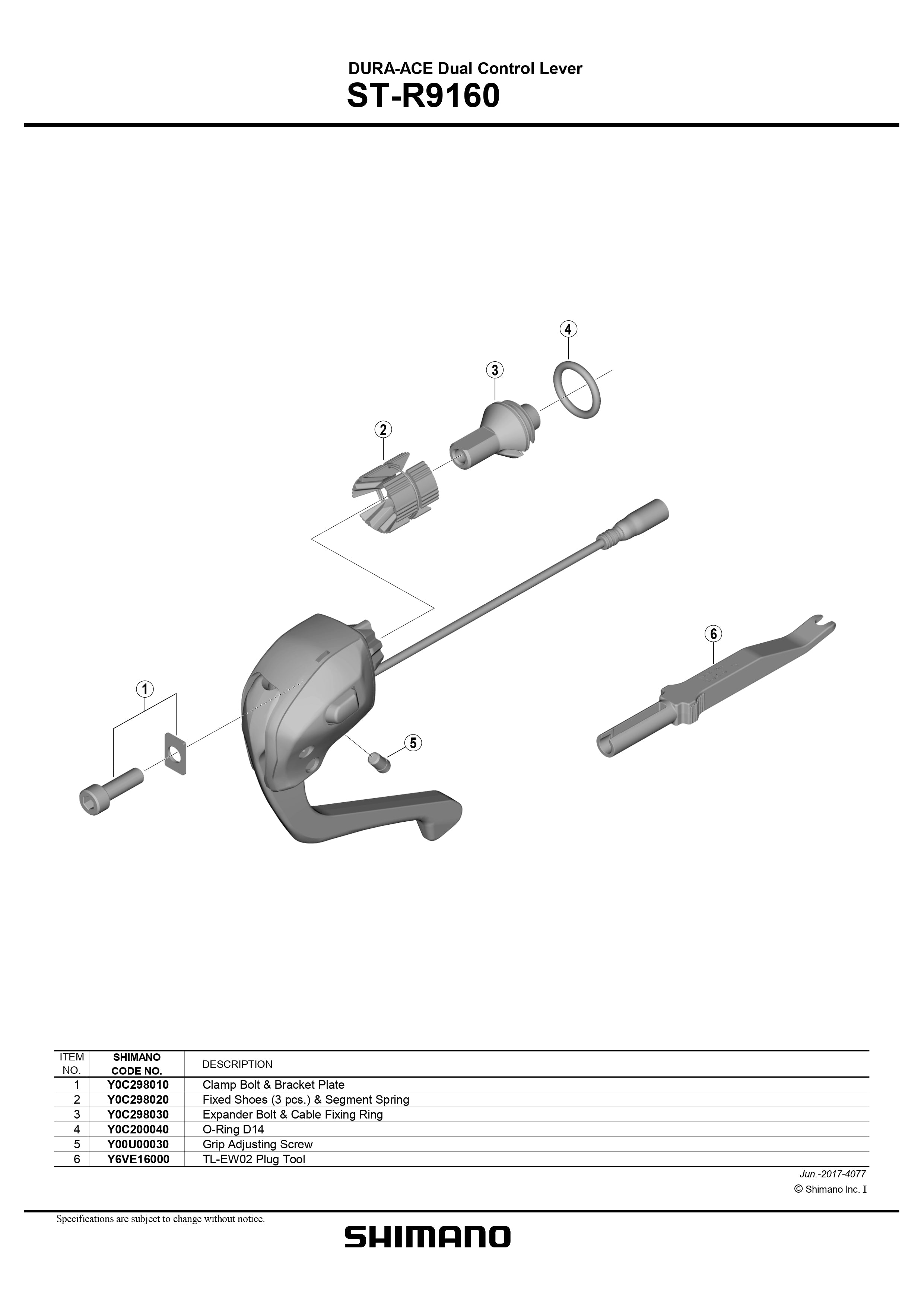 SHIMANO Dura-Ace Di2 ST-R9160 Dual Control Lever Fixed Shoes and Segment Spring - Y0C298020-Pit Crew Cycles