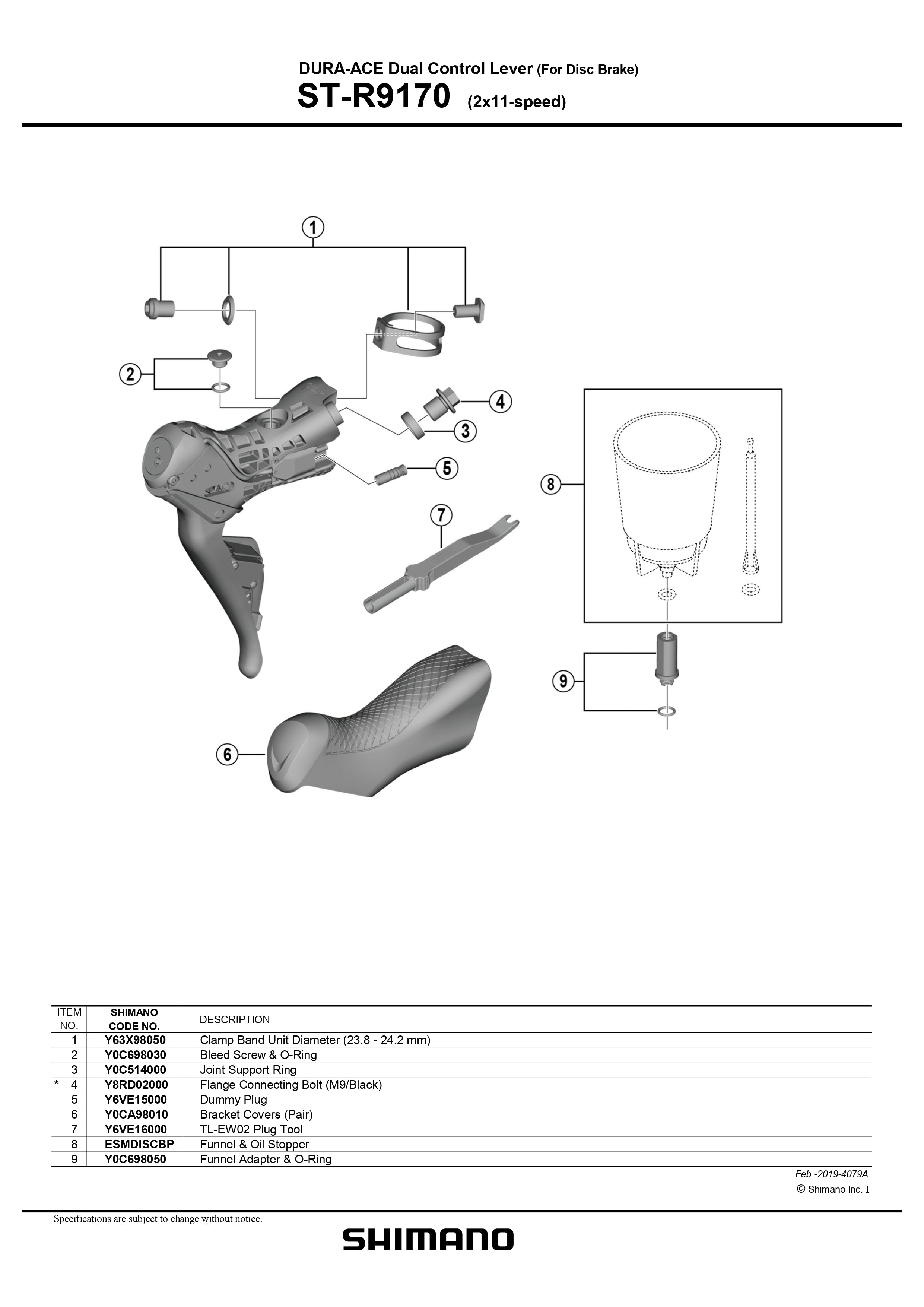 SHIMANO Dura-Ace Di2 ST-R9170 Dual Control Lever for Disc Brake