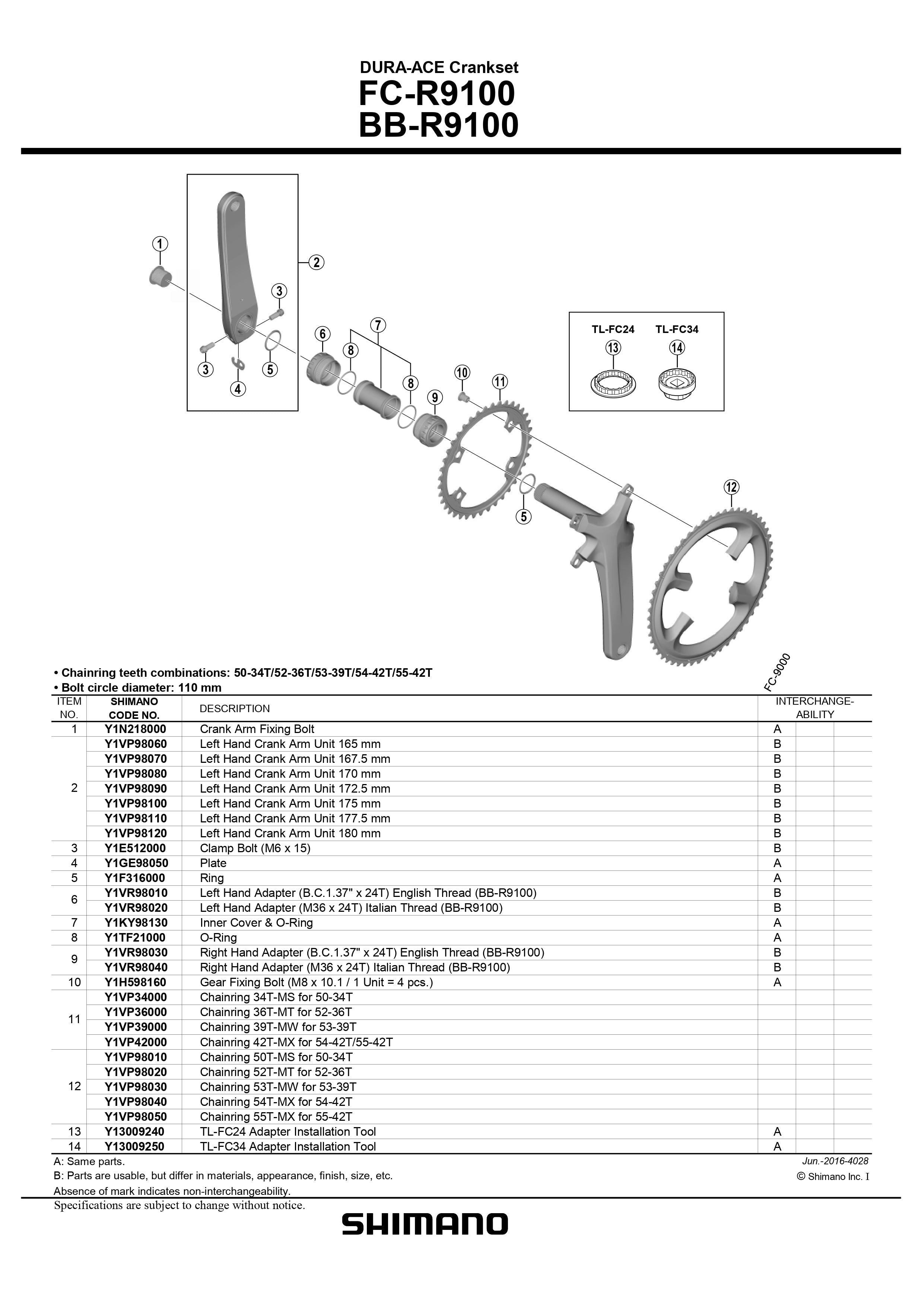 SHIMANO Dura-Ace FC-R9100 Crankset Left Crank Arm-Pit Crew Cycles