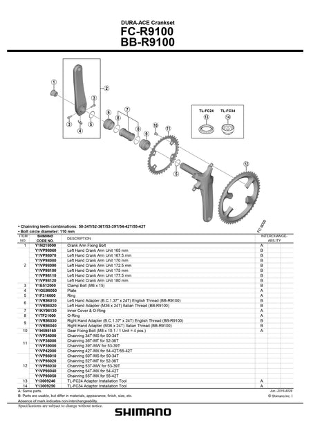 SHIMANO Dura-Ace FC-R9100 Crankset Left Crank Arm-Pit Crew Cycles