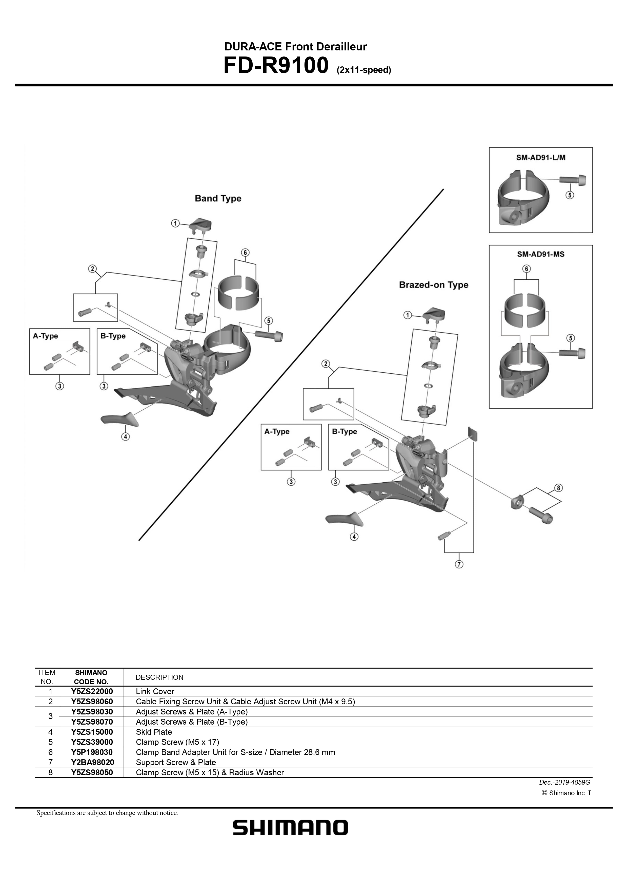 Shimano front best sale derailleur parts