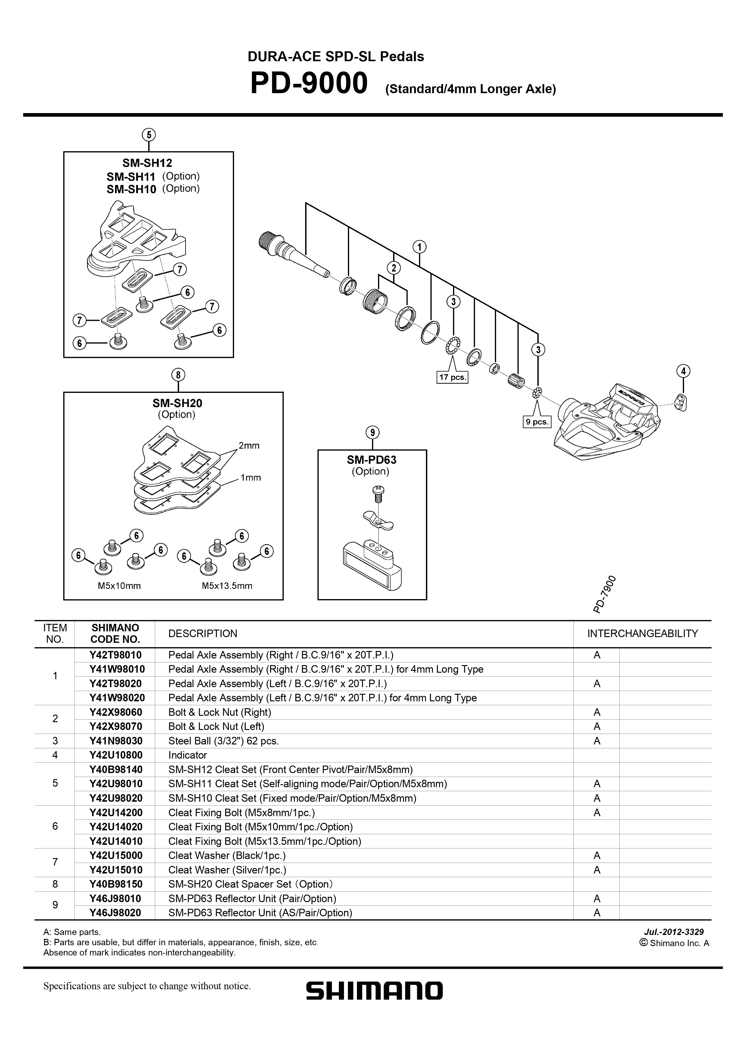SHIMANO Dura Ace PD-9000 SPD-SL Pedals (Standard/4mm Longer Axle) Small Pedal-Pit Crew Cycles