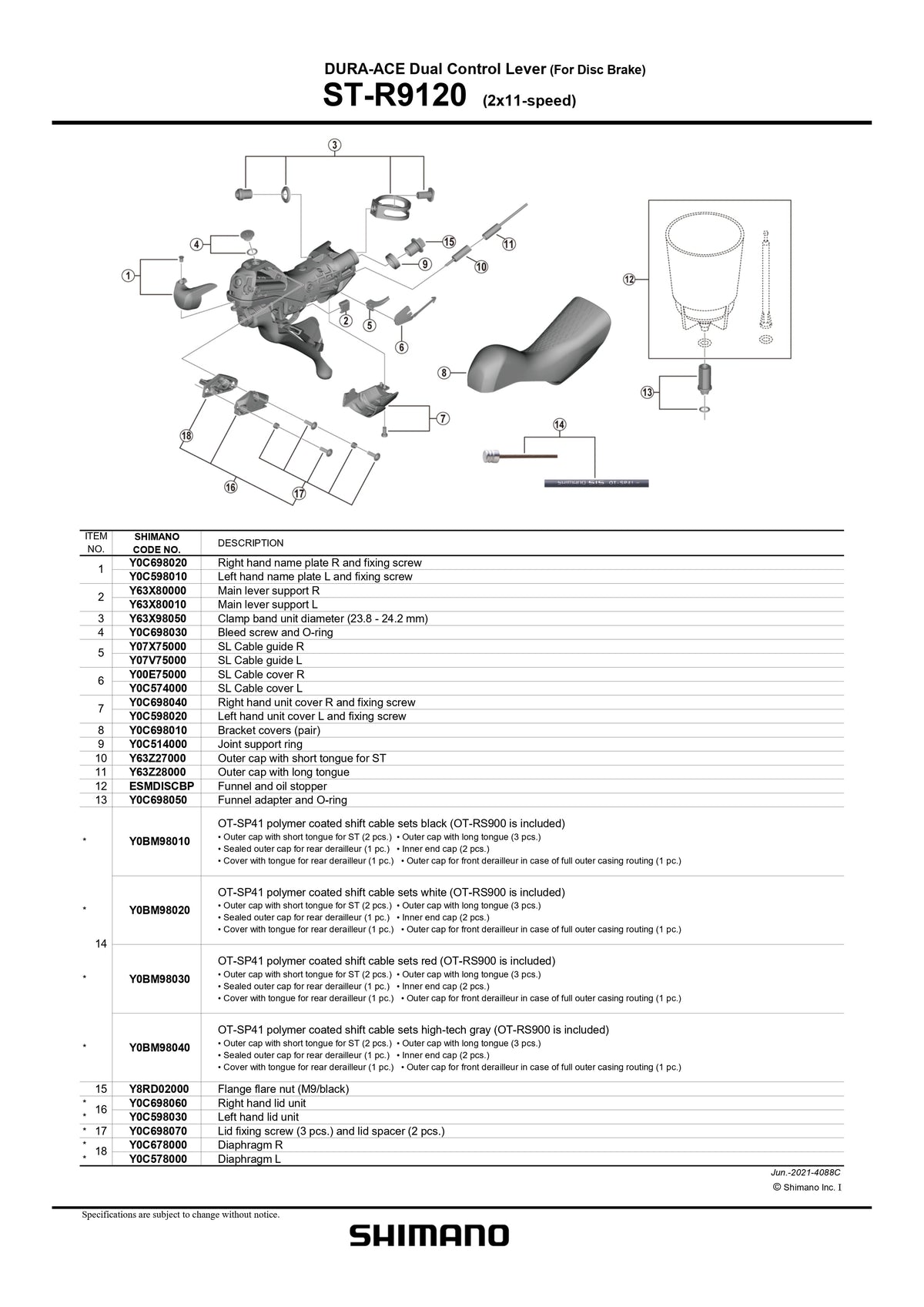 SHIMANO Dura-Ace ST-R9120 Dual Control Lever For Disc Brake Bleed Screw and O-ring - Y0C698030-Pit Crew Cycles