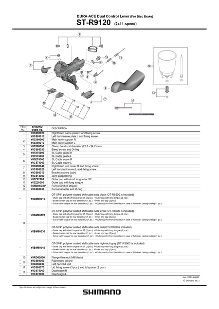SHIMANO Dura-Ace ST-R9120 Dual Control Lever For Disc Brake Bleed Screw and O-ring - Y0C698030-Pit Crew Cycles