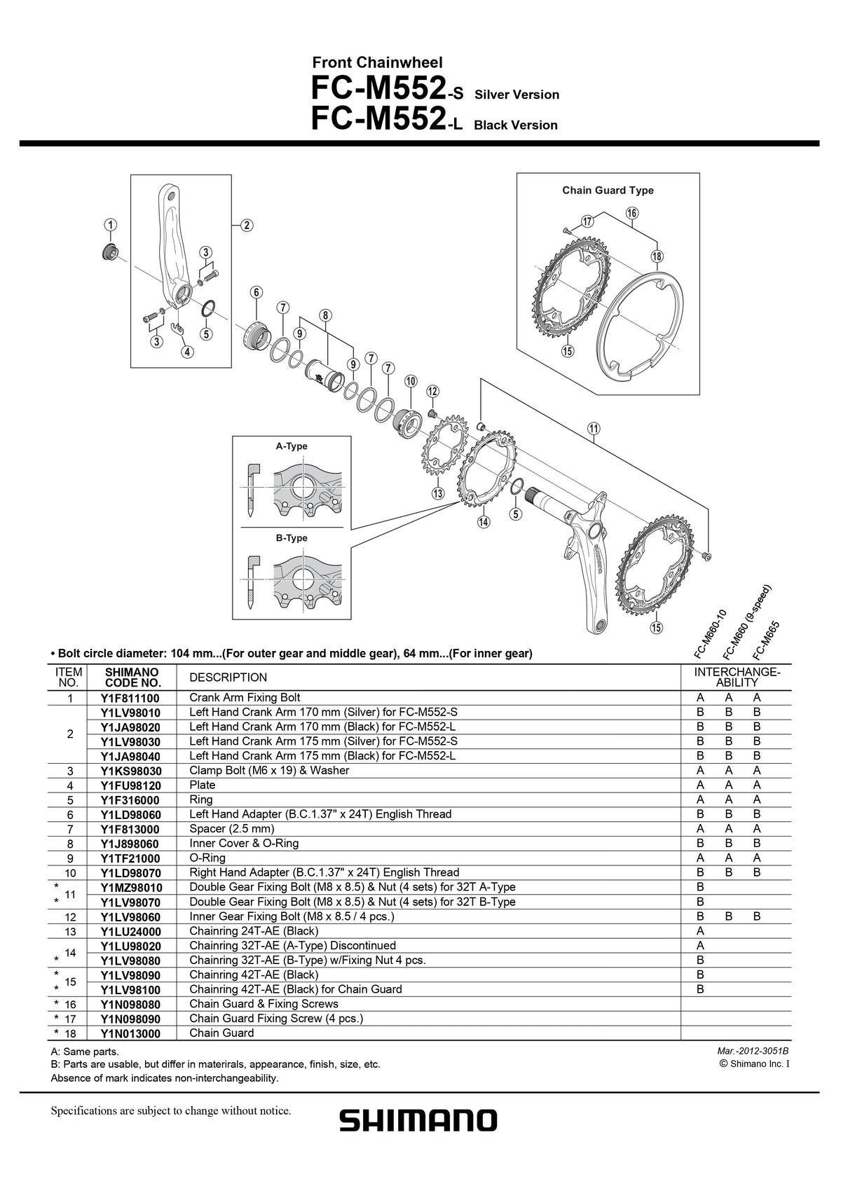 SHIMANO FC-M552 Front Chainwheel Inner Gear Fixing Bolt M8 x 8.5 - Y1LV98060-Pit Crew Cycles