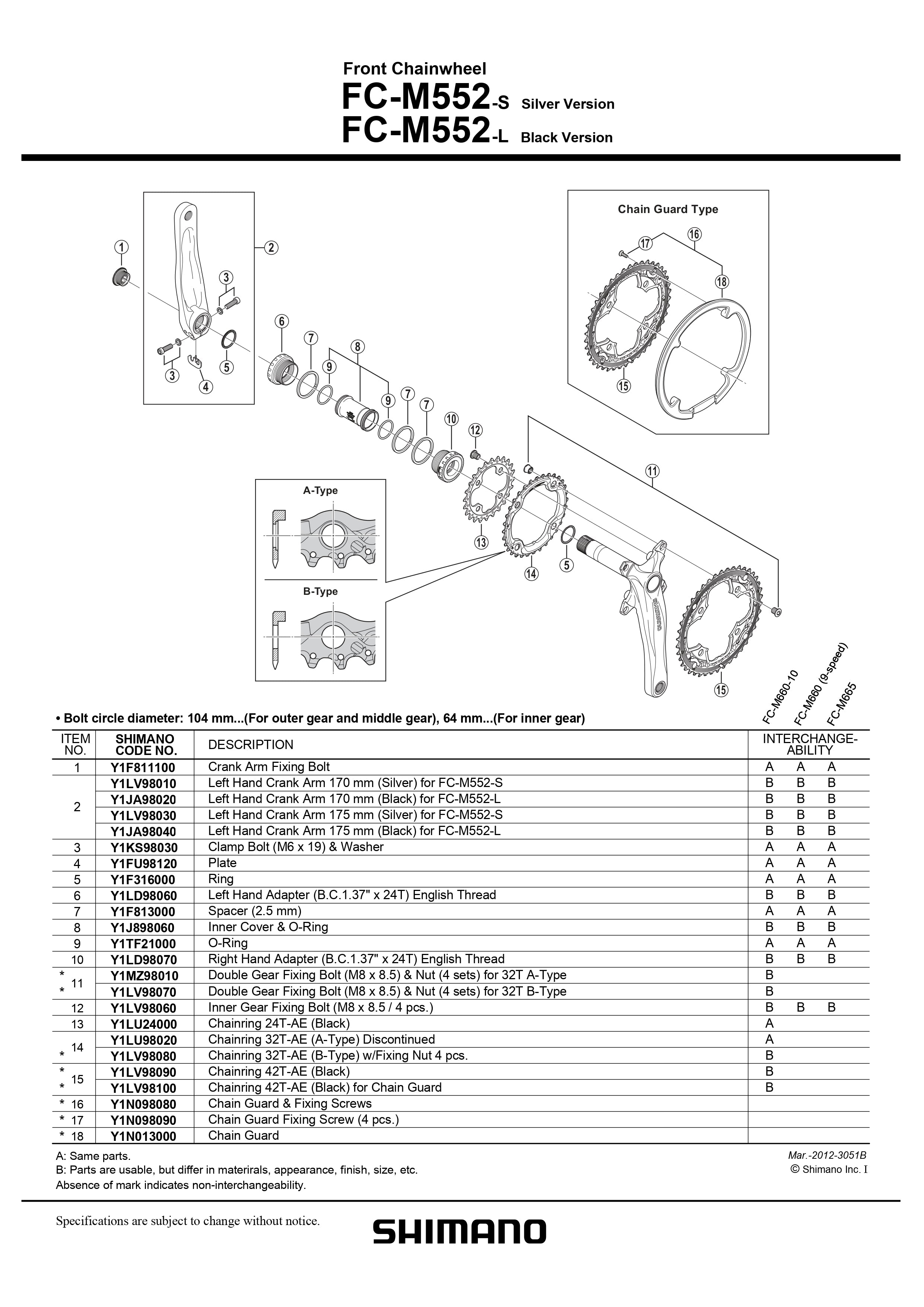 SHIMANO FC-M552 Front Chainwheel Inner Gear Fixing Bolt M8 x 8.5 - Y1LV98060-Pit Crew Cycles