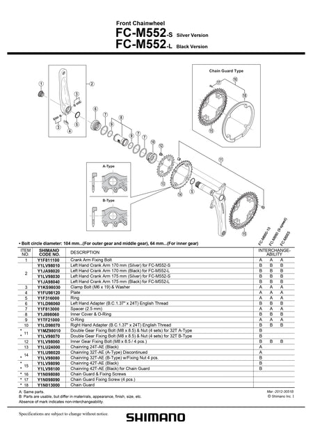 SHIMANO FC-M552 Front Chainwheel Inner Gear Fixing Bolt M8 x 8.5 - Y1LV98060-Pit Crew Cycles