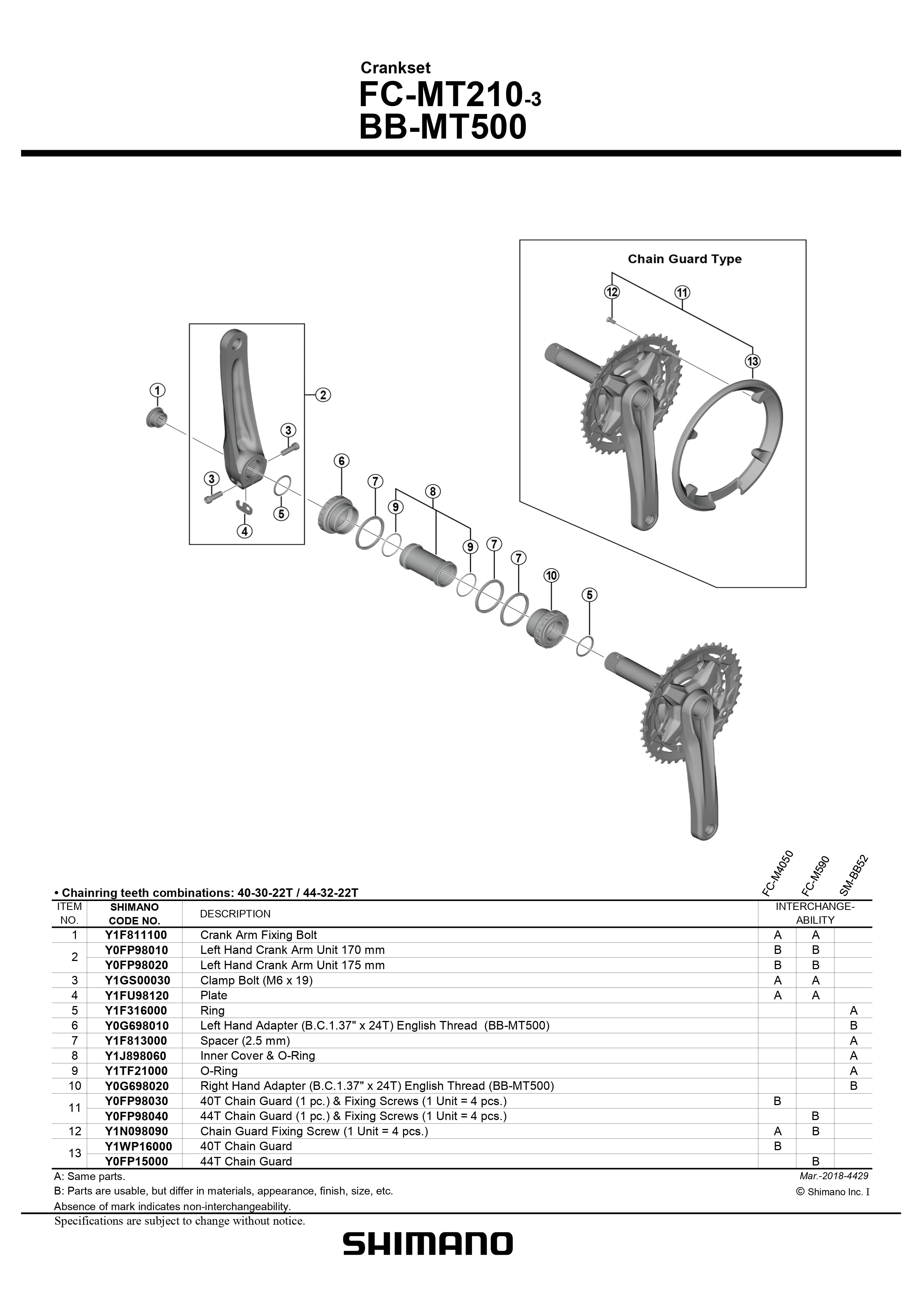 SHIMANO FC-MT210-3 Crankset Left Hand Crank Arm Unit-Pit Crew Cycles