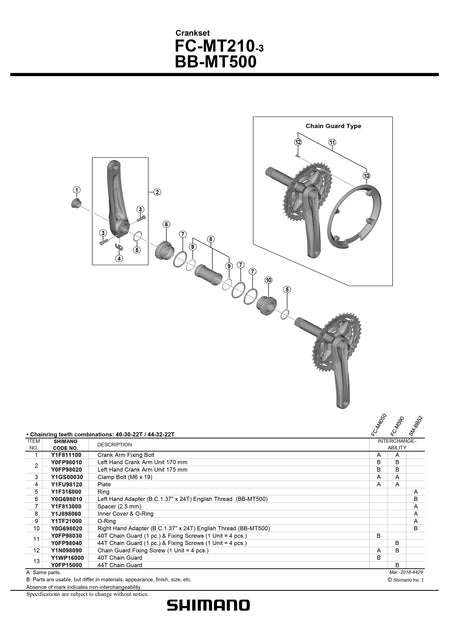SHIMANO FC-MT210-3 Crankset Left Hand Crank Arm Unit-Pit Crew Cycles