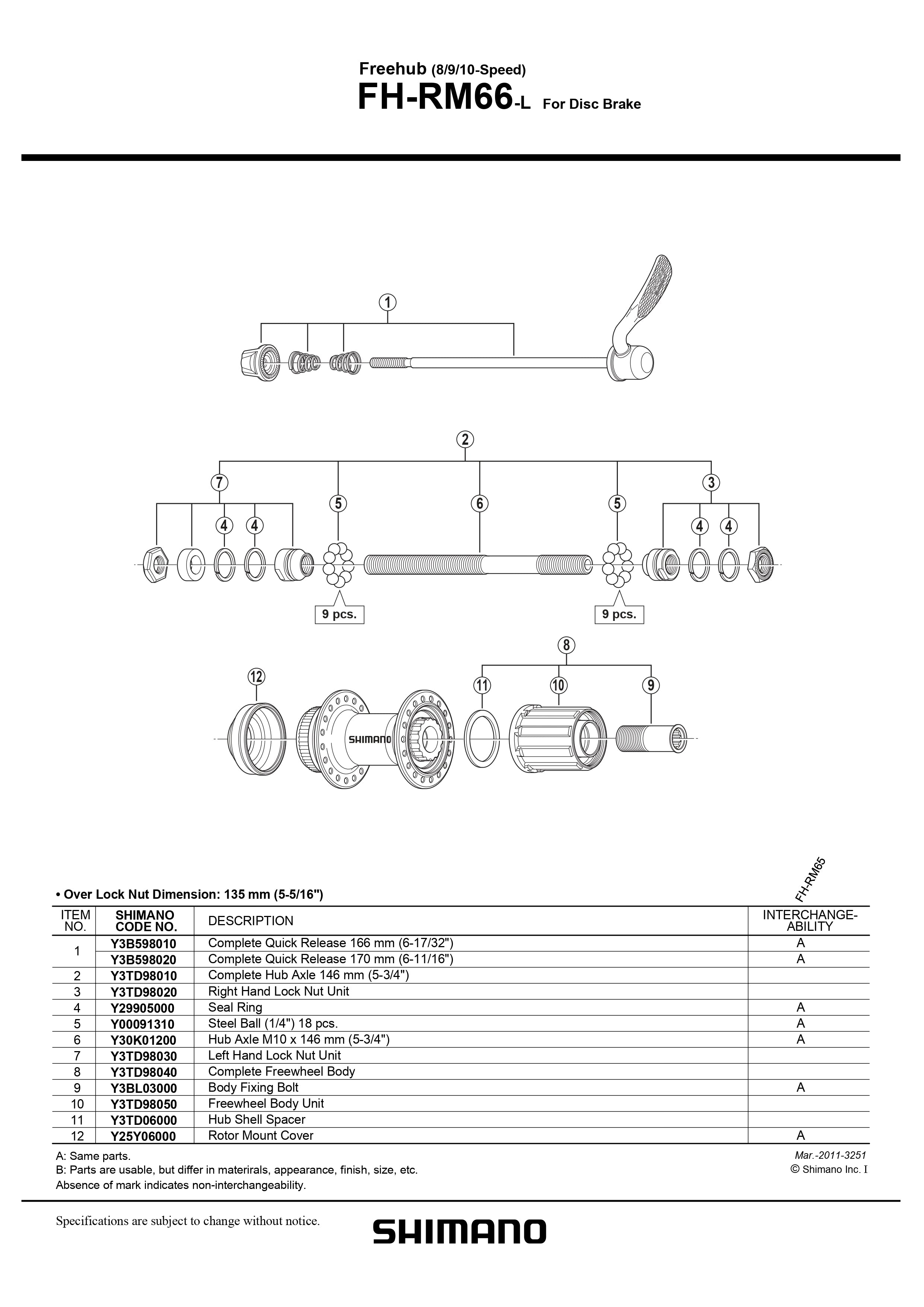 SHIMANO FH-RM66 Freehub 8/9/10-Speed For Disc Brake Freewheel Body ...