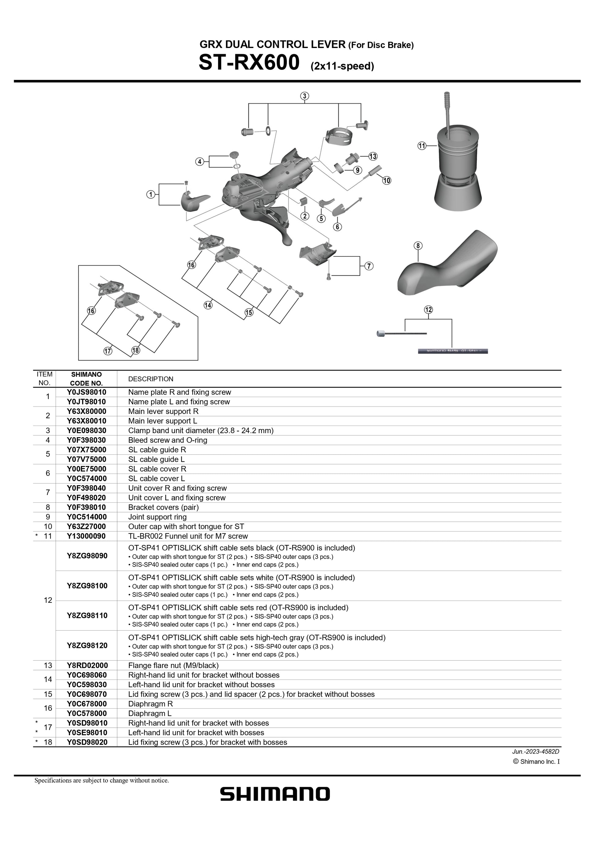 SHIMANO GRX ST-RX600 Hydraulic Disc Brake/Shift Levers 2x11-Speed – Pit ...