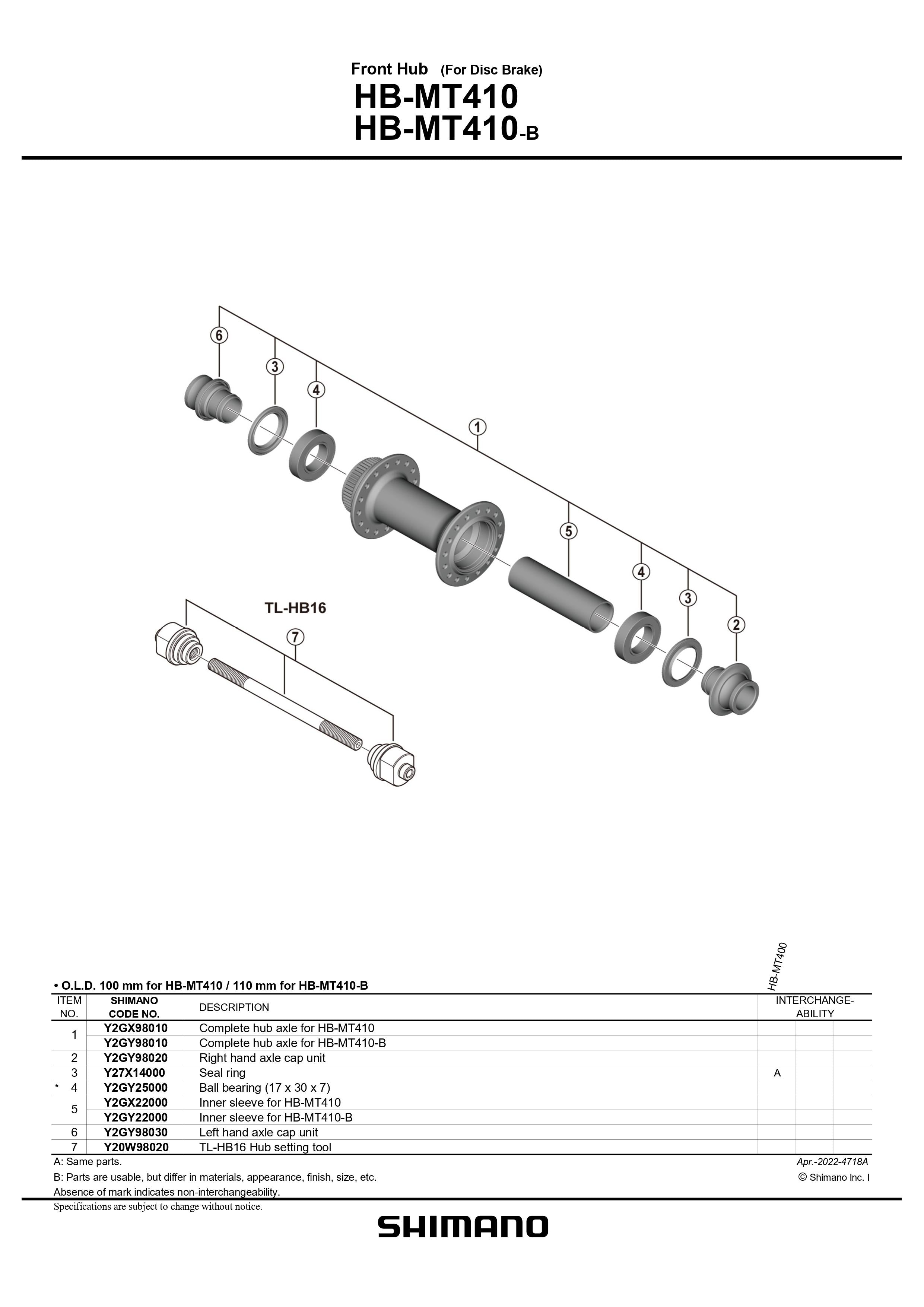 Shimano store mt410 hub