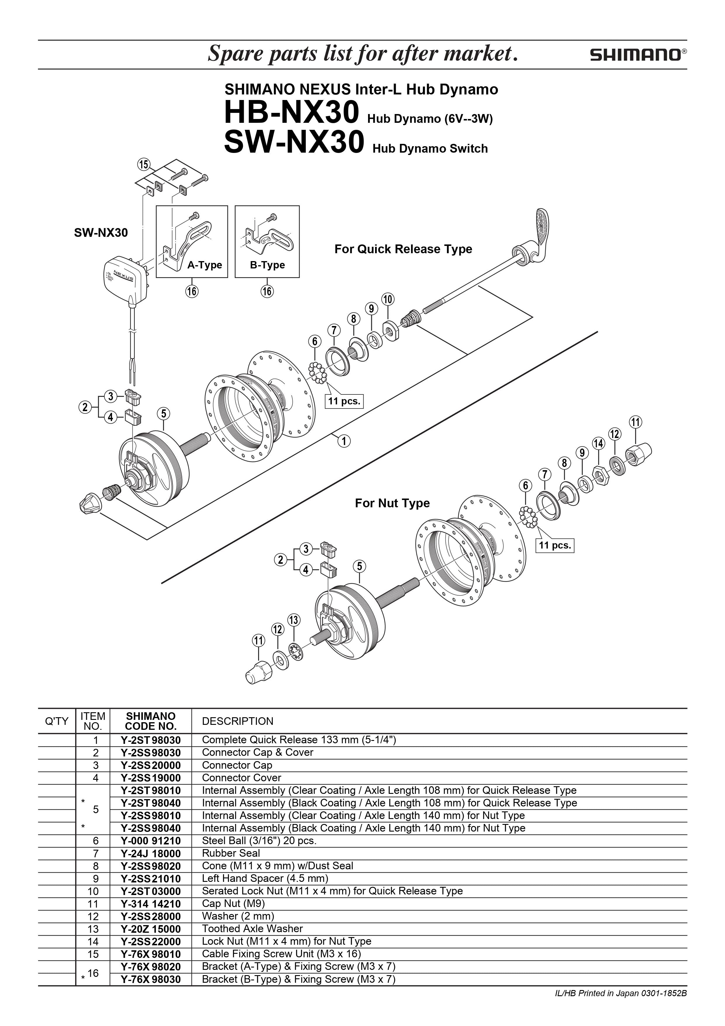 SHIMANO NEXUS HB-NX30 Inter-L Hub Dynamo Connector Cap and Cover - Y2SS98030-Pit Crew Cycles