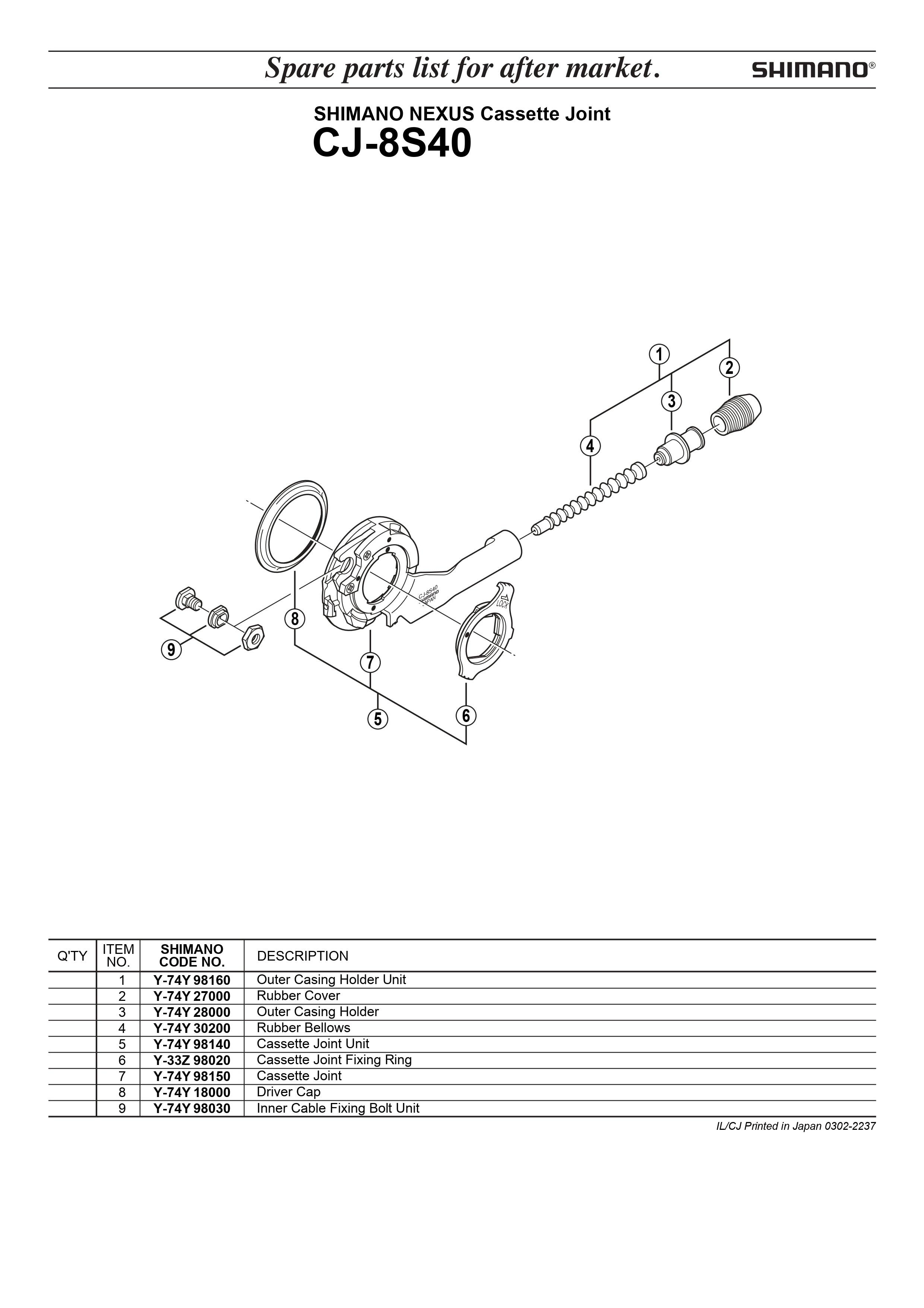 Shimano CJ-8S40 – Äußeres Gehäuse / Halterung Für Rad-Komponenten, Langlebig & Hochwertig (Y74Y98160)
