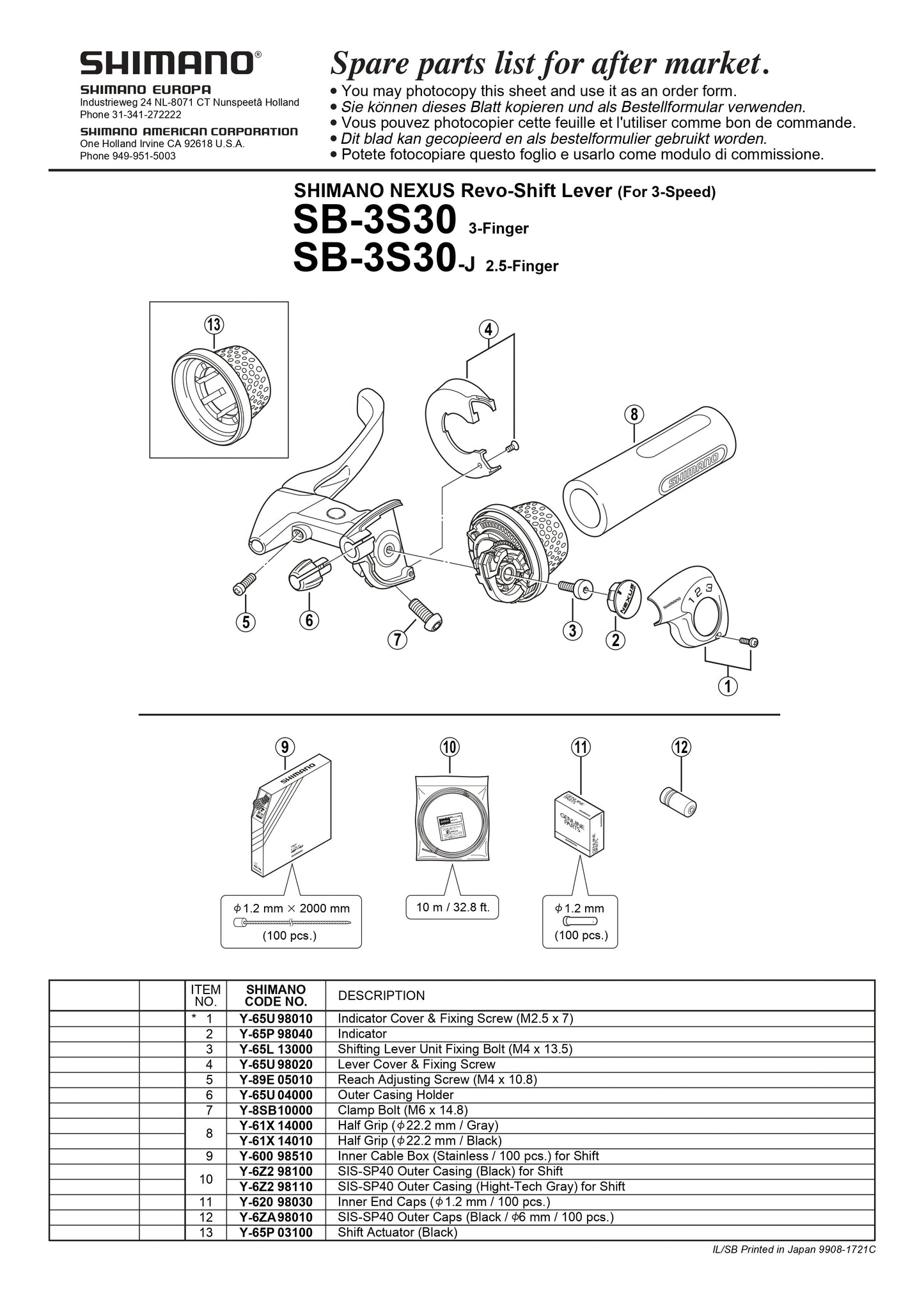SHIMANO Nexus SB-3S30 Indicator #65P 9804 - Y65P98040-Pit Crew Cycles