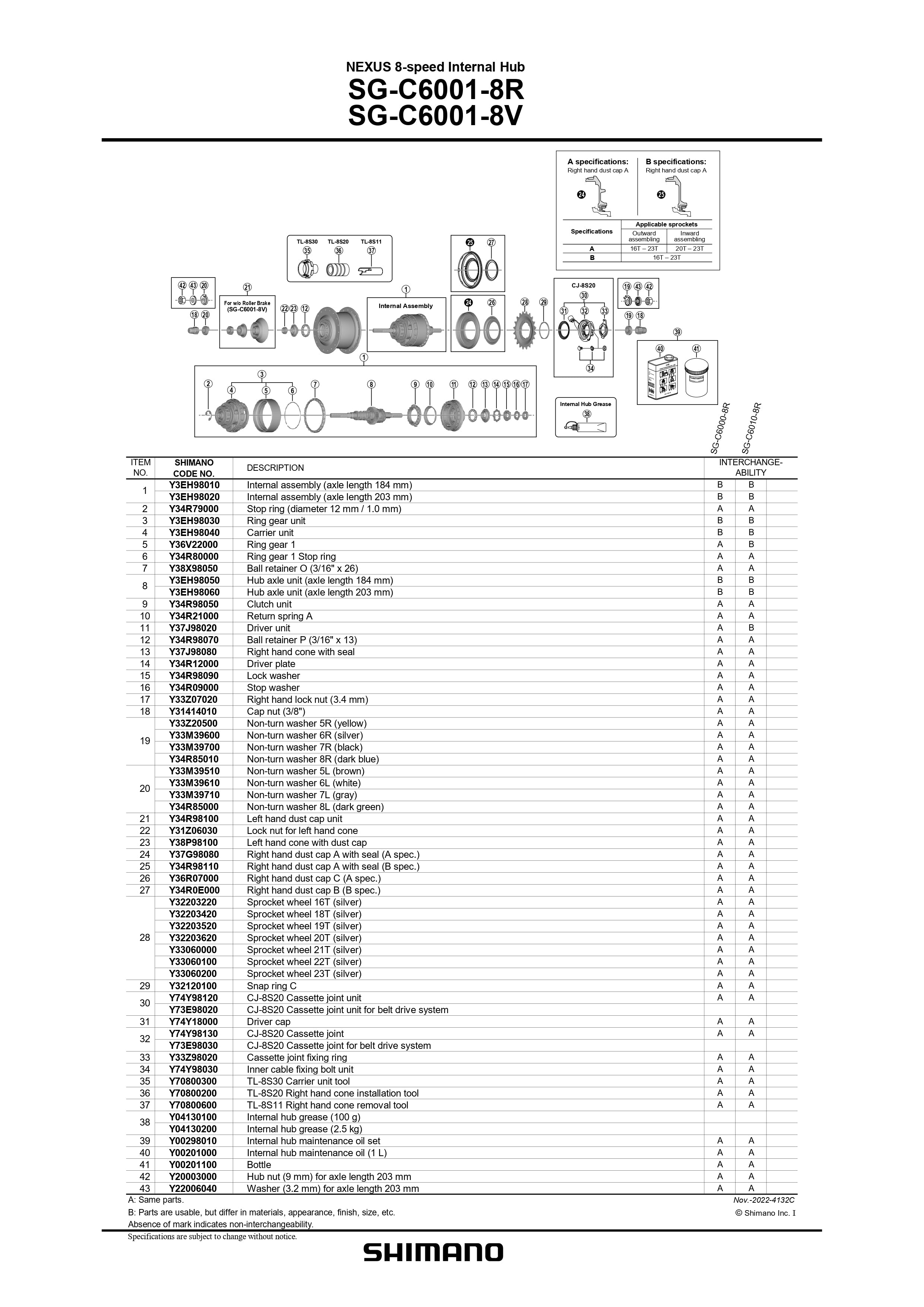 SHIMANO Nexus SG-C6001 Cassette Joint Unit for Belt Drive System - Y73E98020-Pit Crew Cycles