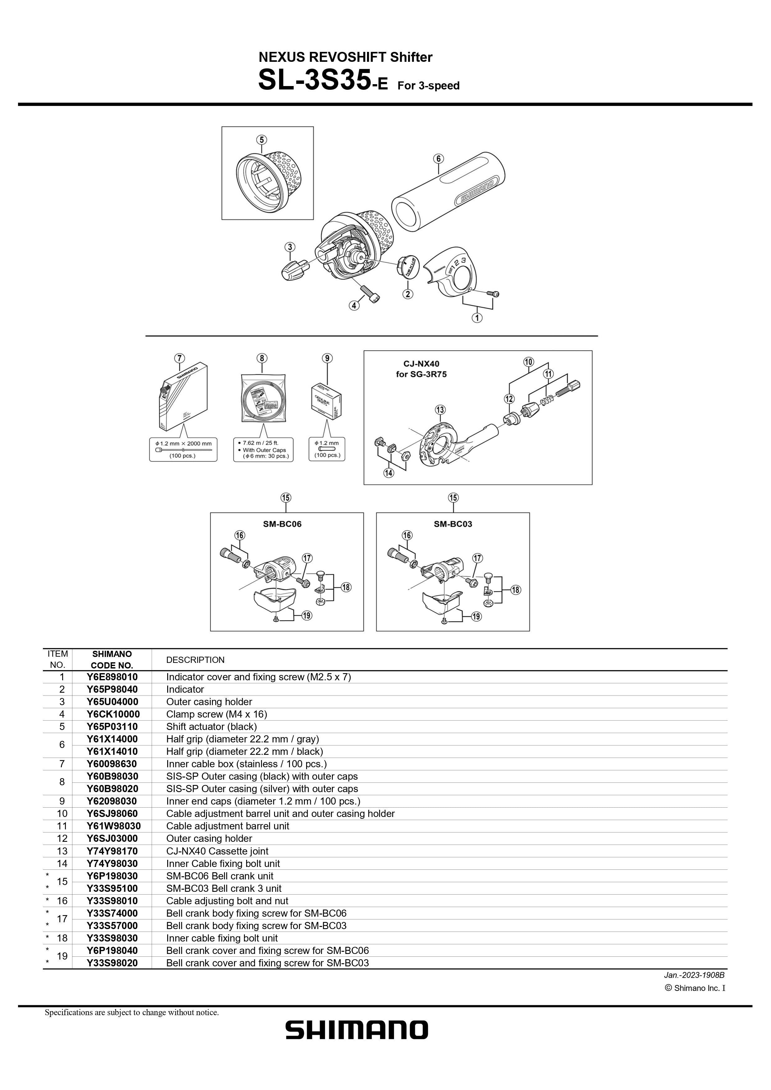 SHIMANO Nexus SL-3S35-E Indicator Cover and Fixing Screw M2.5 x 7mm - Y6E898010-Pit Crew Cycles