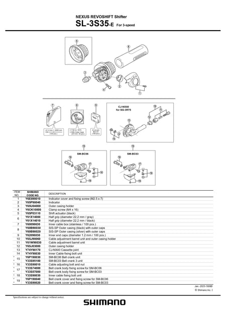 SHIMANO Nexus SL-3S35-E Indicator Cover and Fixing Screw M2.5 x 7mm - Y6E898010-Pit Crew Cycles