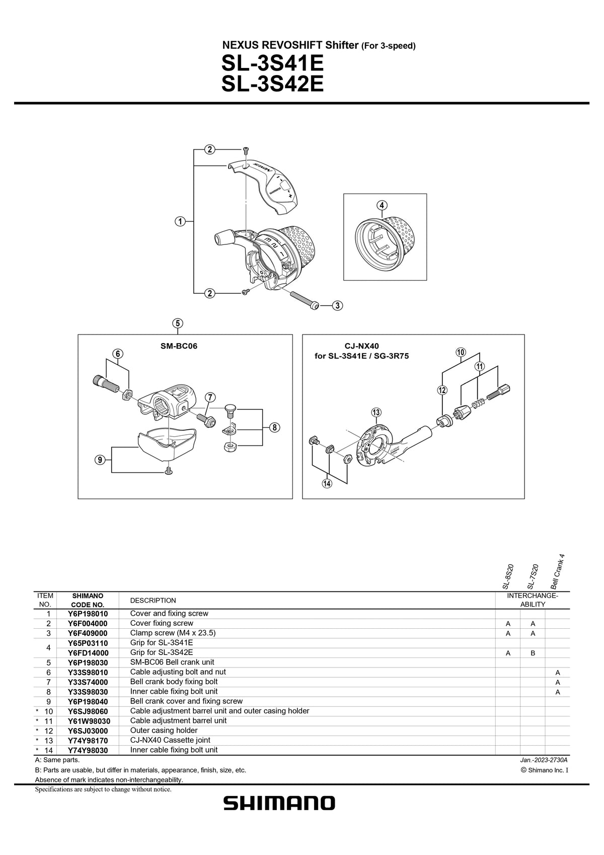SHIMANO Nexus SL-3S41-E Revoshift Shifter Cover and Fixing Screw - Y6P198010-Pit Crew Cycles