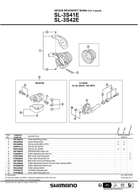 SHIMANO Nexus SL-3S42E Long Grip and Bell Crank Rear Revo Shifter-Pit Crew Cycles