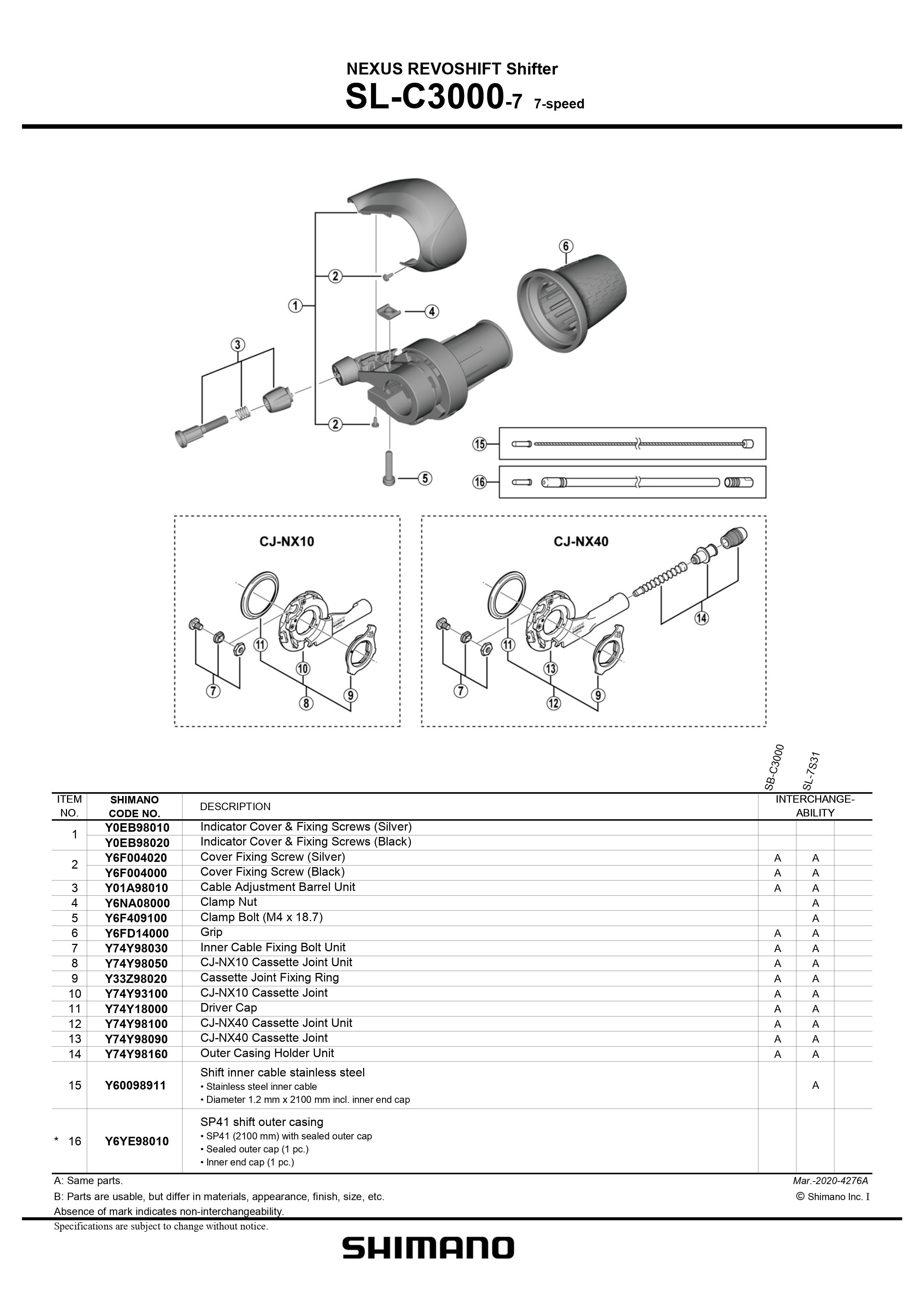 SHIMANO Nexus SL-C3000-7 Revoshift Shifter Indicator Cover and Fixing Screws Black - Y0EB98020-Pit Crew Cycles