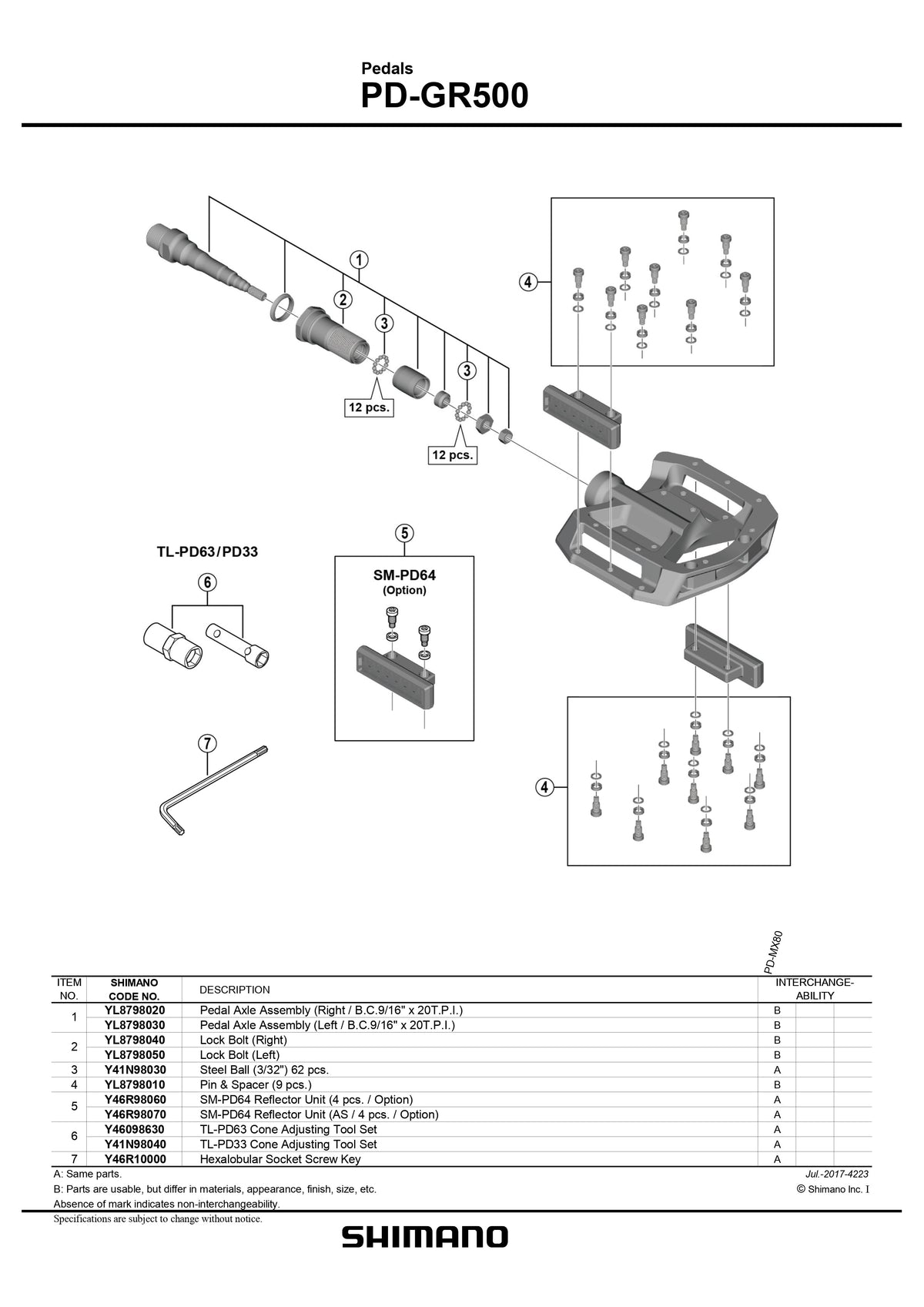 SHIMANO PD-GR500 Pedals Small Parts-Pit Crew Cycles