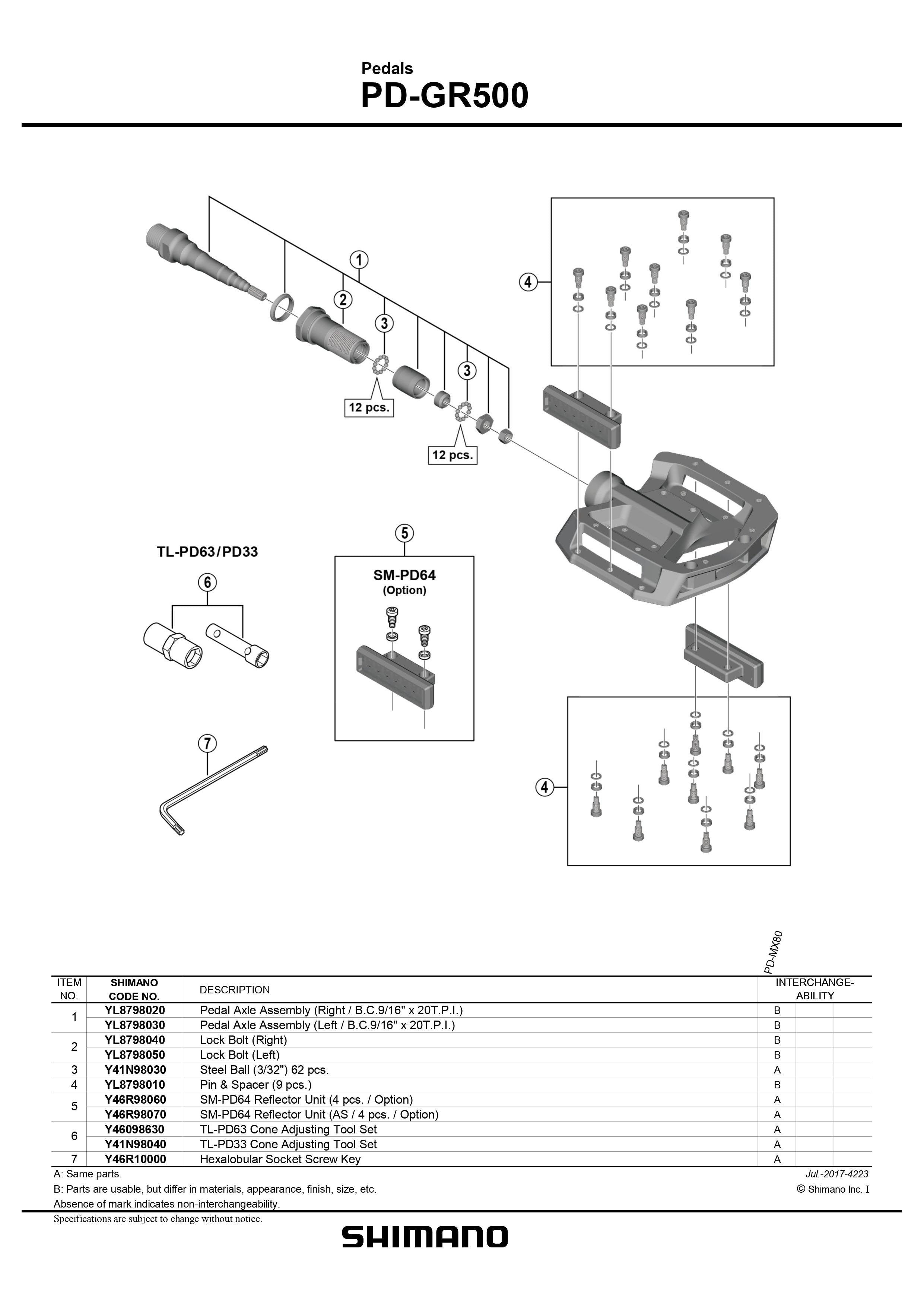 SHIMANO PD-GR500 Pedals Small Parts-Pit Crew Cycles