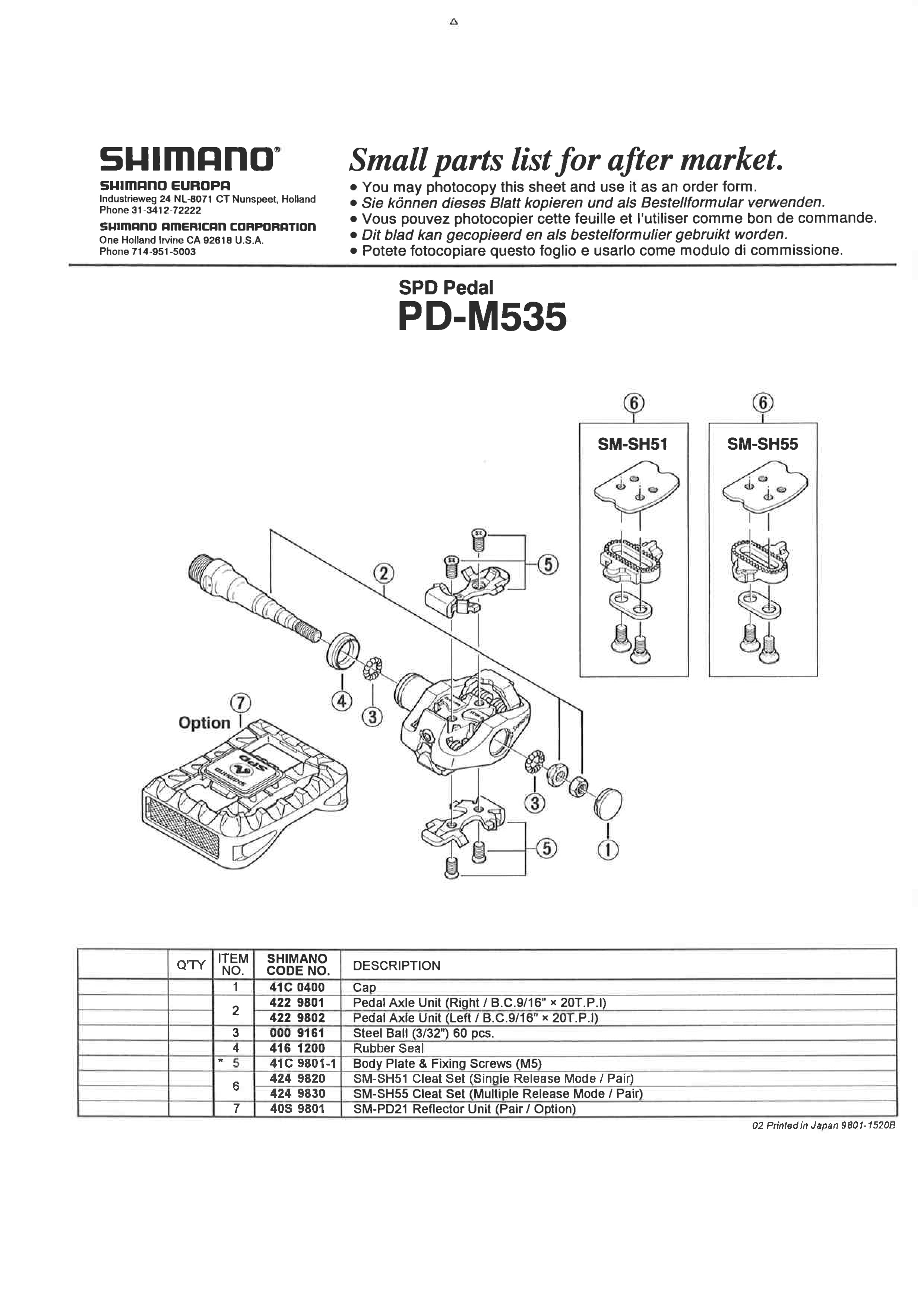 Shimano cheap pedal parts