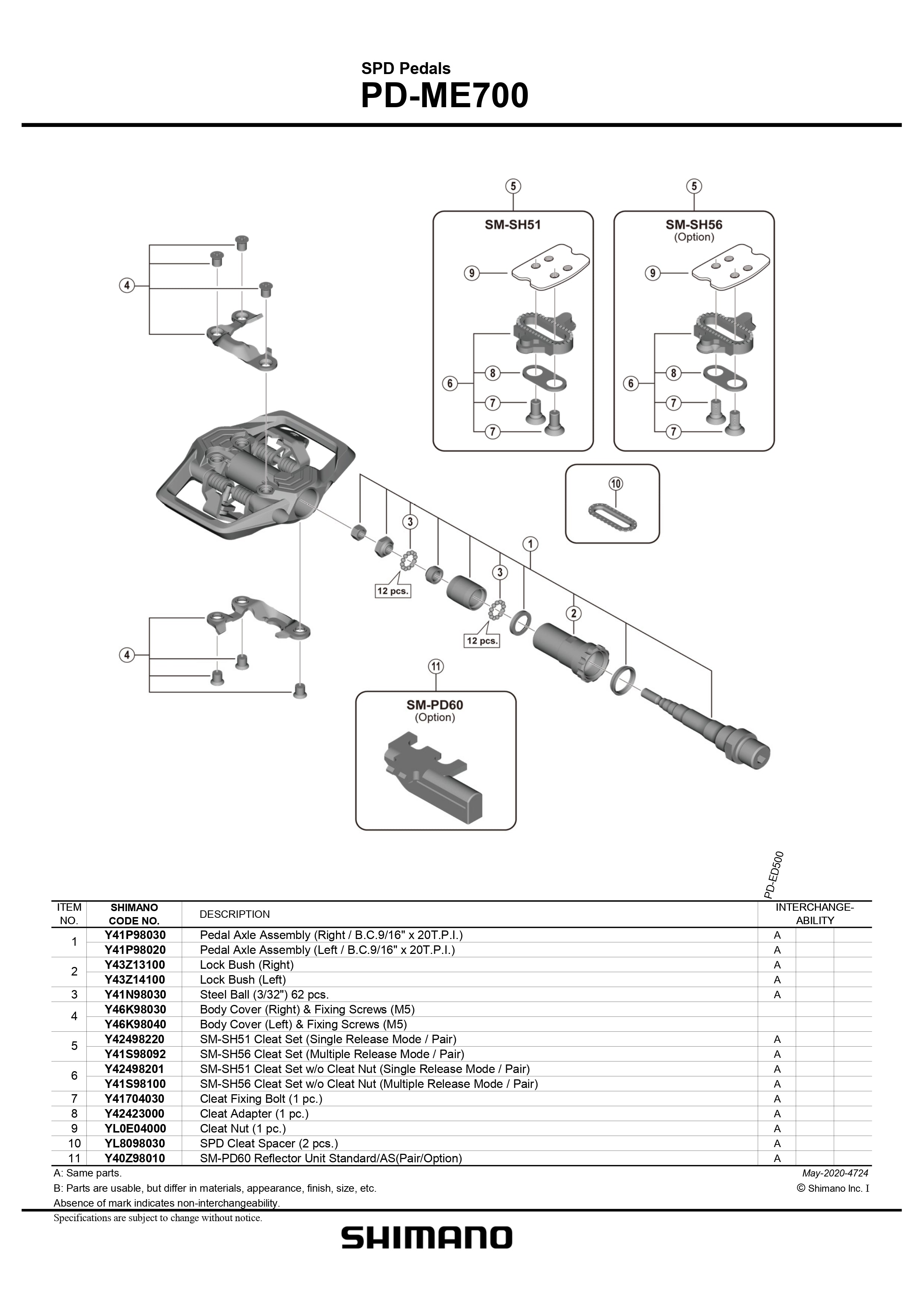 SHIMANO PD-ME700 SPD Trail Pedals-Pit Crew Cycles